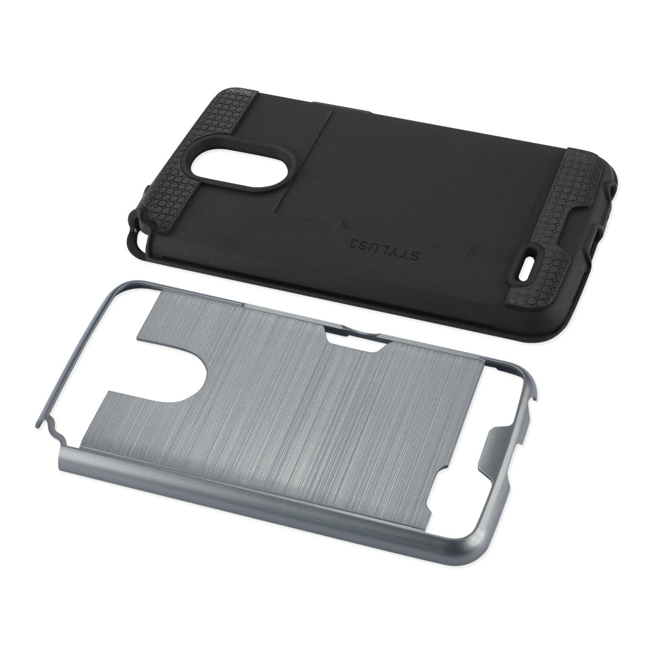 Case Hybrid With Card Holder Slim Armor LG Stylo 3/ Stylus 3 Gray Color