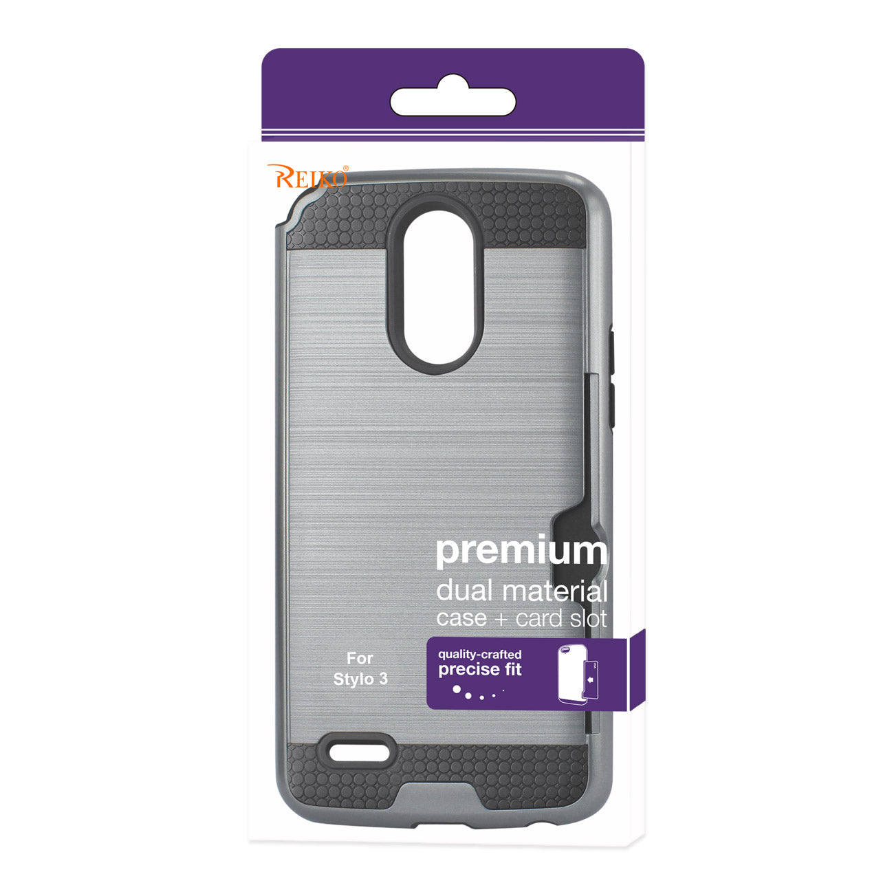 Case Hybrid With Card Holder Slim Armor LG Stylo 3/ Stylus 3 Gray Color