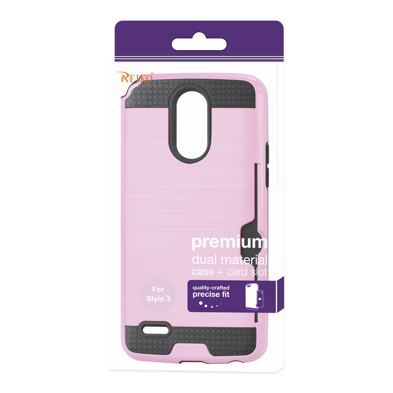 Case Hybrid With Card Holder Slim Armor LG Stylo 3/ Stylus 3 Pink Color