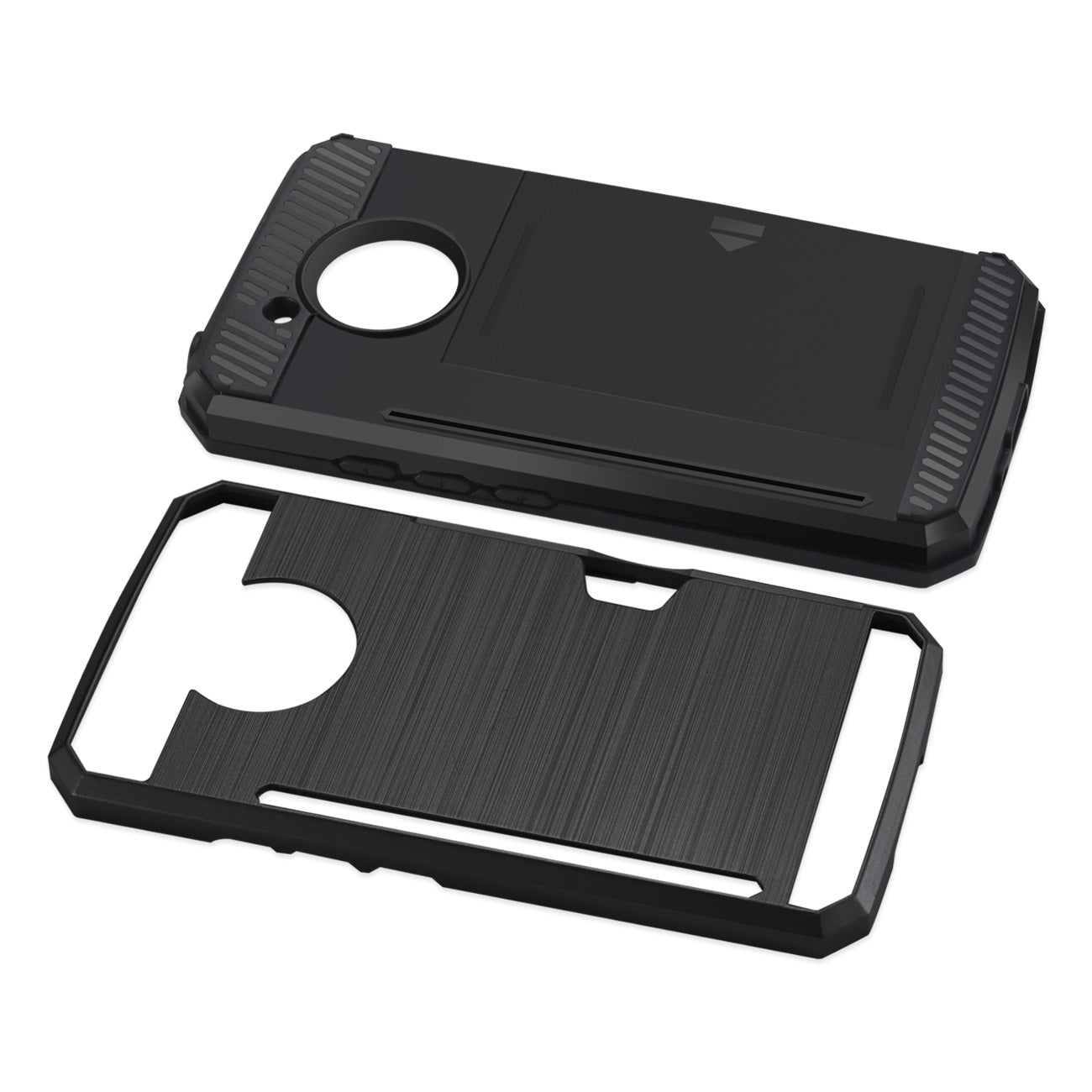Case Hybrid Slim Armor With Card Holder Motorola Moto E4 Active Black Color