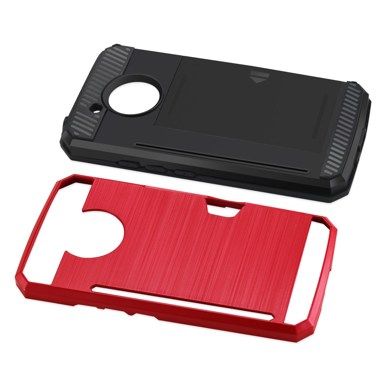Case Hybrid Slim Armor With Card Holder Motorola Moto E4 Active Red Color