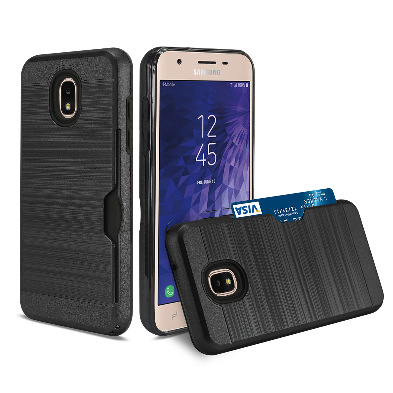 Samsung J3(2018) Slim Armor Hybrid Case With Card Holder In Black