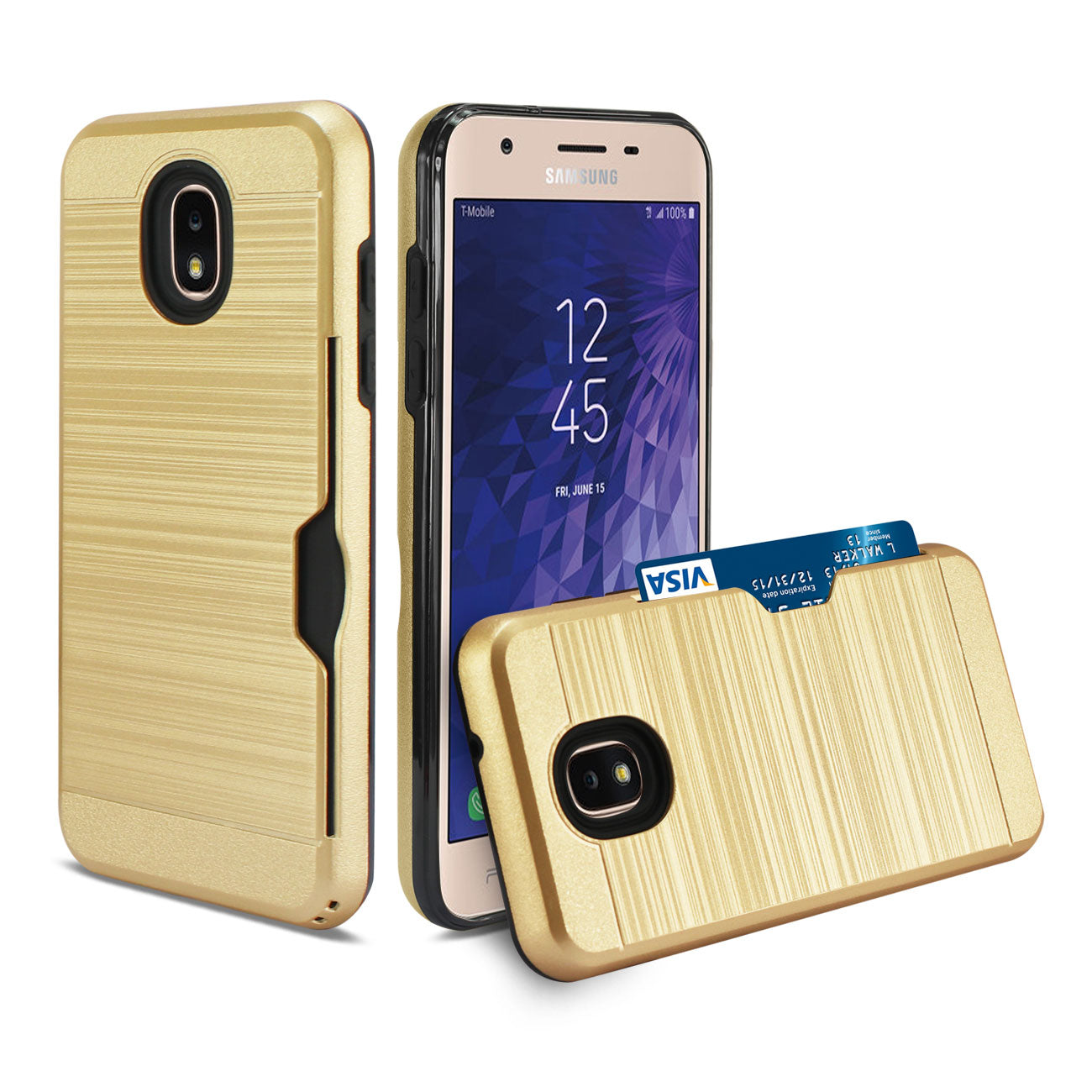 Samsung J3(2018) Slim Armor Hybrid Case With Card Holder In Gold