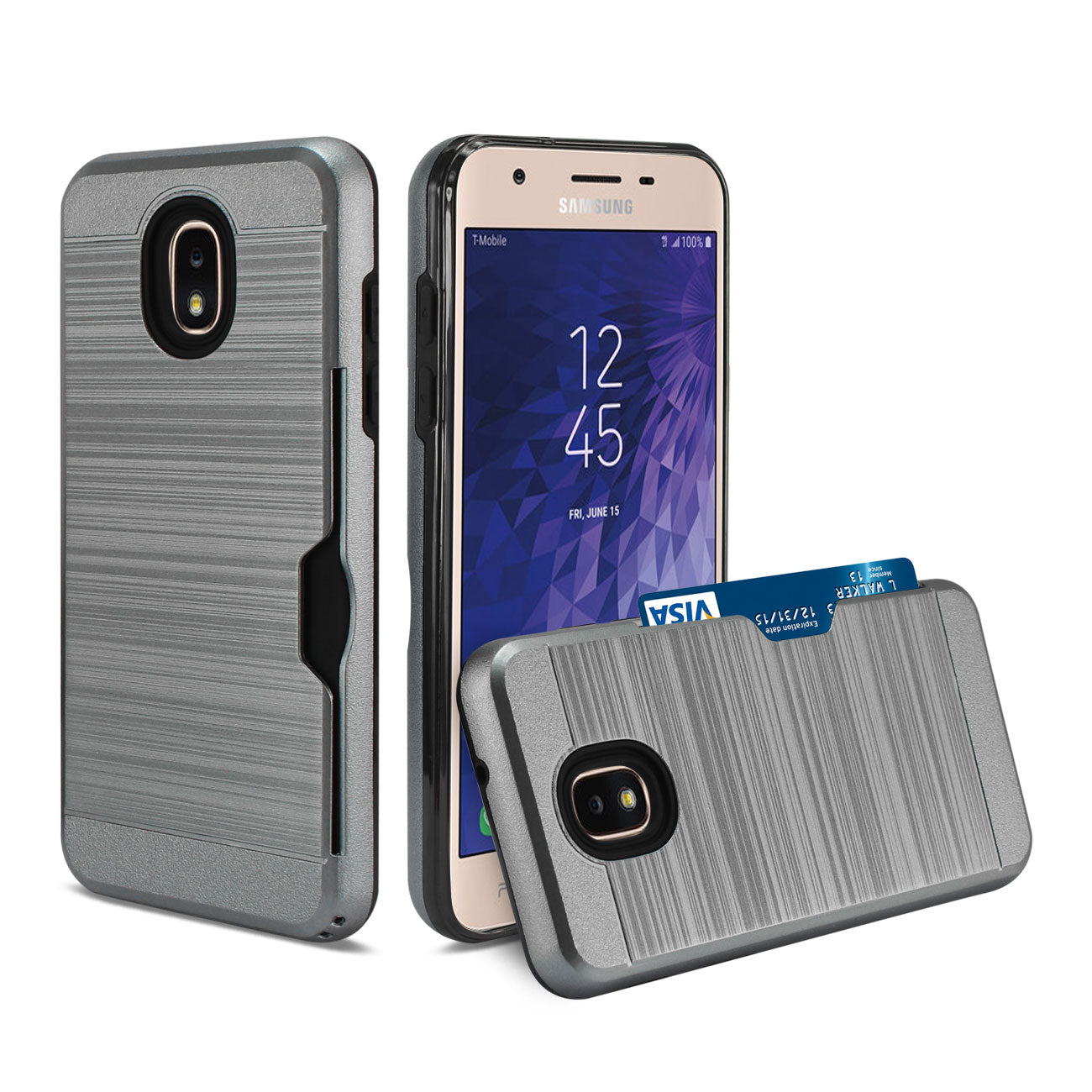 Samsung J3(2018) Slim Armor Hybrid Case With Card Holder In Gray