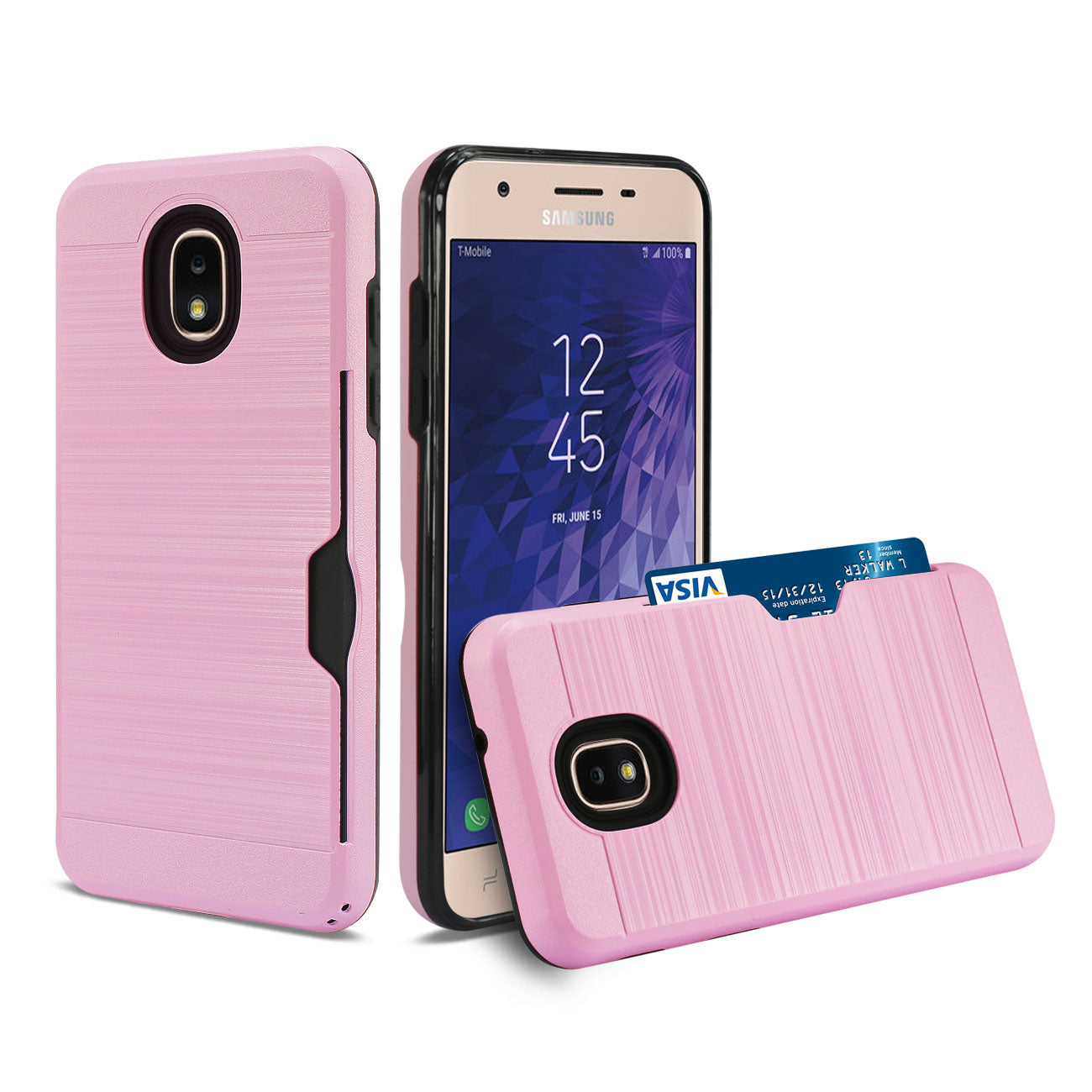 Samsung J3(2018) Slim Armor Hybrid Case With Card Holder In Pink