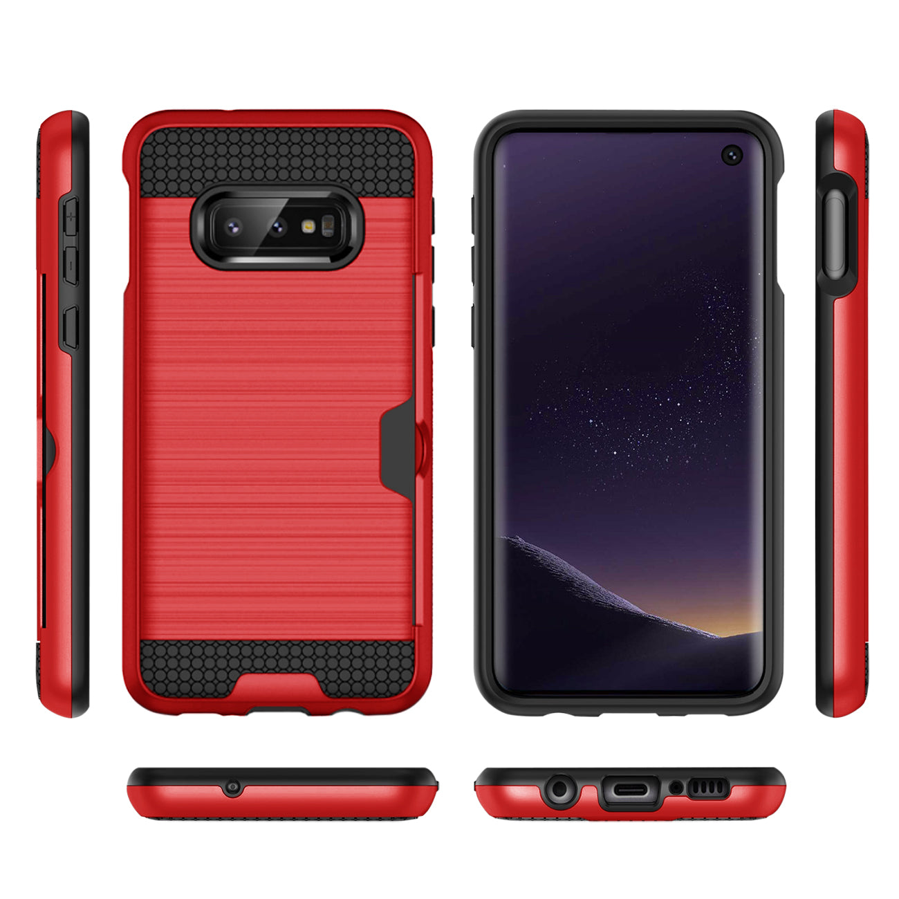 Samsung Galaxy S10 Lite Slim Armor Hybrid Case With Card Holder In Red