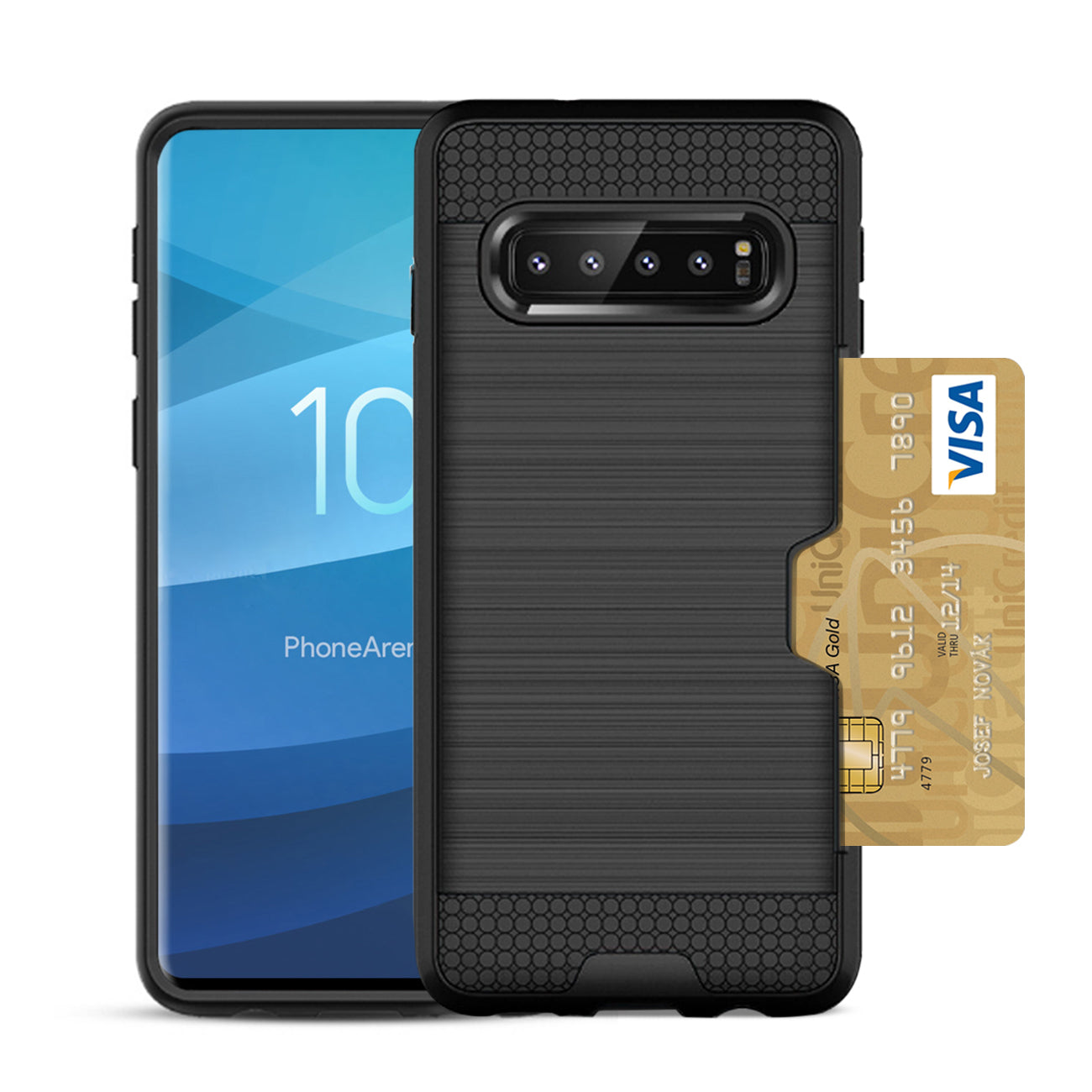 SAMSUNG GALAXY S10 Plus Slim Armor Hybrid Case With Card Holder In Black