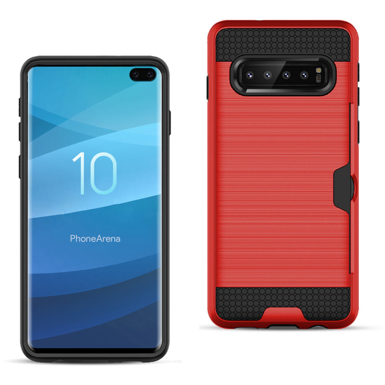 SAMSUNG GALAXY S10 Plus Slim Armor Hybrid Case With Card Holder In Red