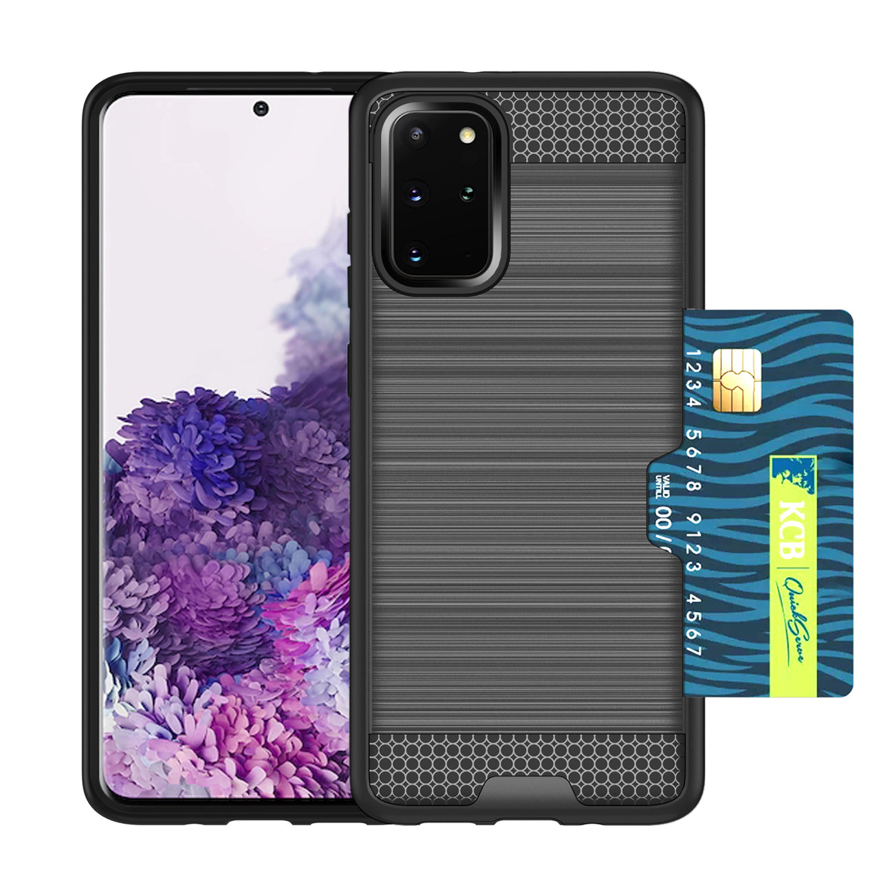 REIKO SAMSUNG GALAXY S20 PLUS SLIM ARMOR HYBRID CASE WITH CARD HOLDER IN GRAY