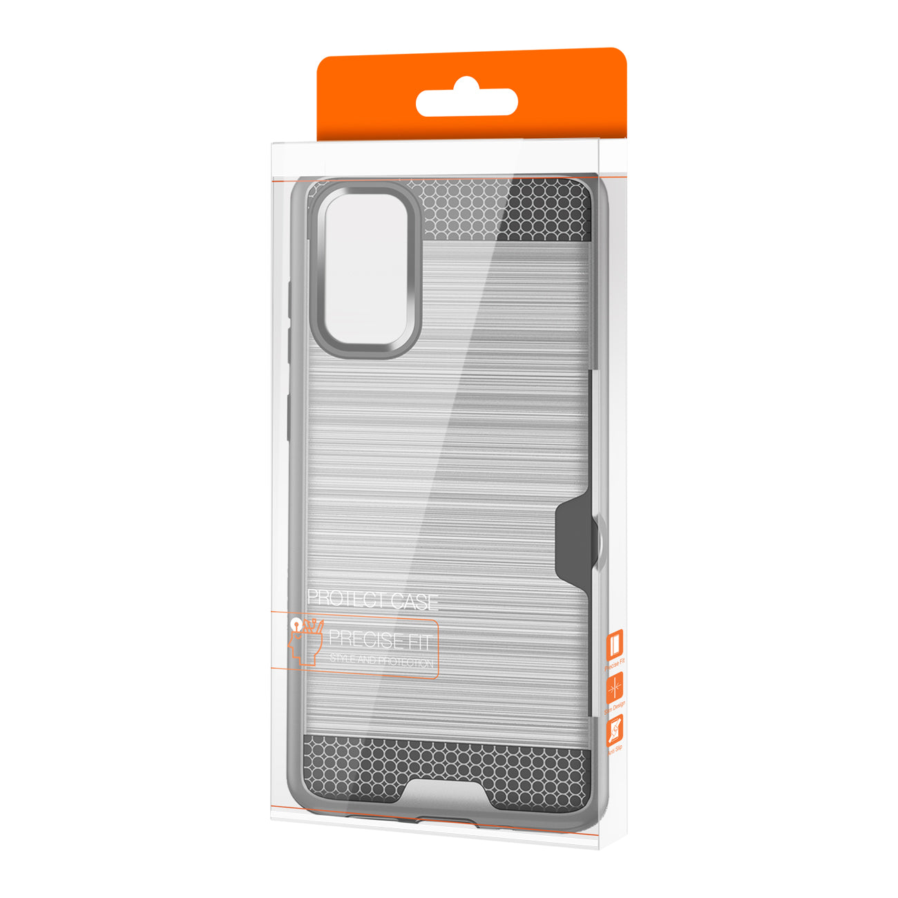REIKO SAMSUNG GALAXY S20 SLIM ARMOR HYBRID CASE WITH CARD HOLDER IN SILVER