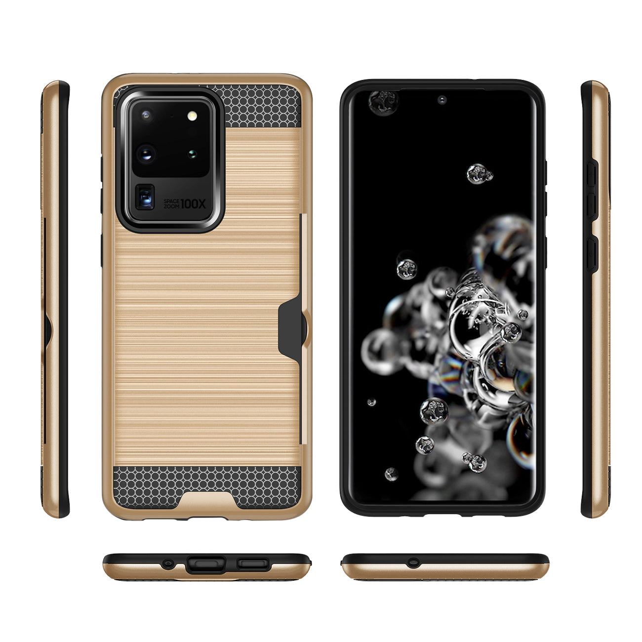 REIKO SAMSUNG GALAXY S20 ULTRA SLIM ARMOR HYBRID CASE WITH CARD HOLDER IN GOLD