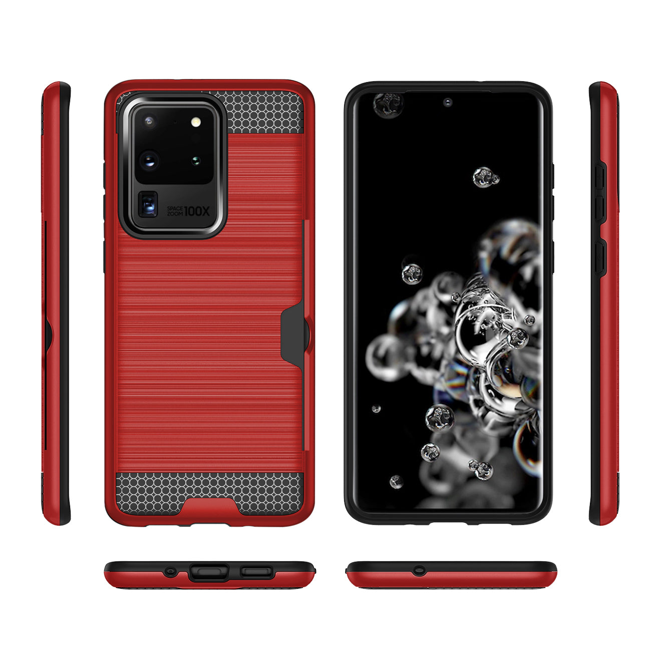 REIKO SAMSUNG GALAXY S20 ULTRA SLIM ARMOR HYBRID CASE WITH CARD HOLDER IN RED