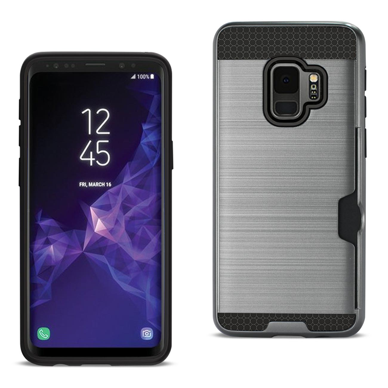 Case Hybrid Slim Armor With Card Holder Samsung Galaxy S9 Gray Color