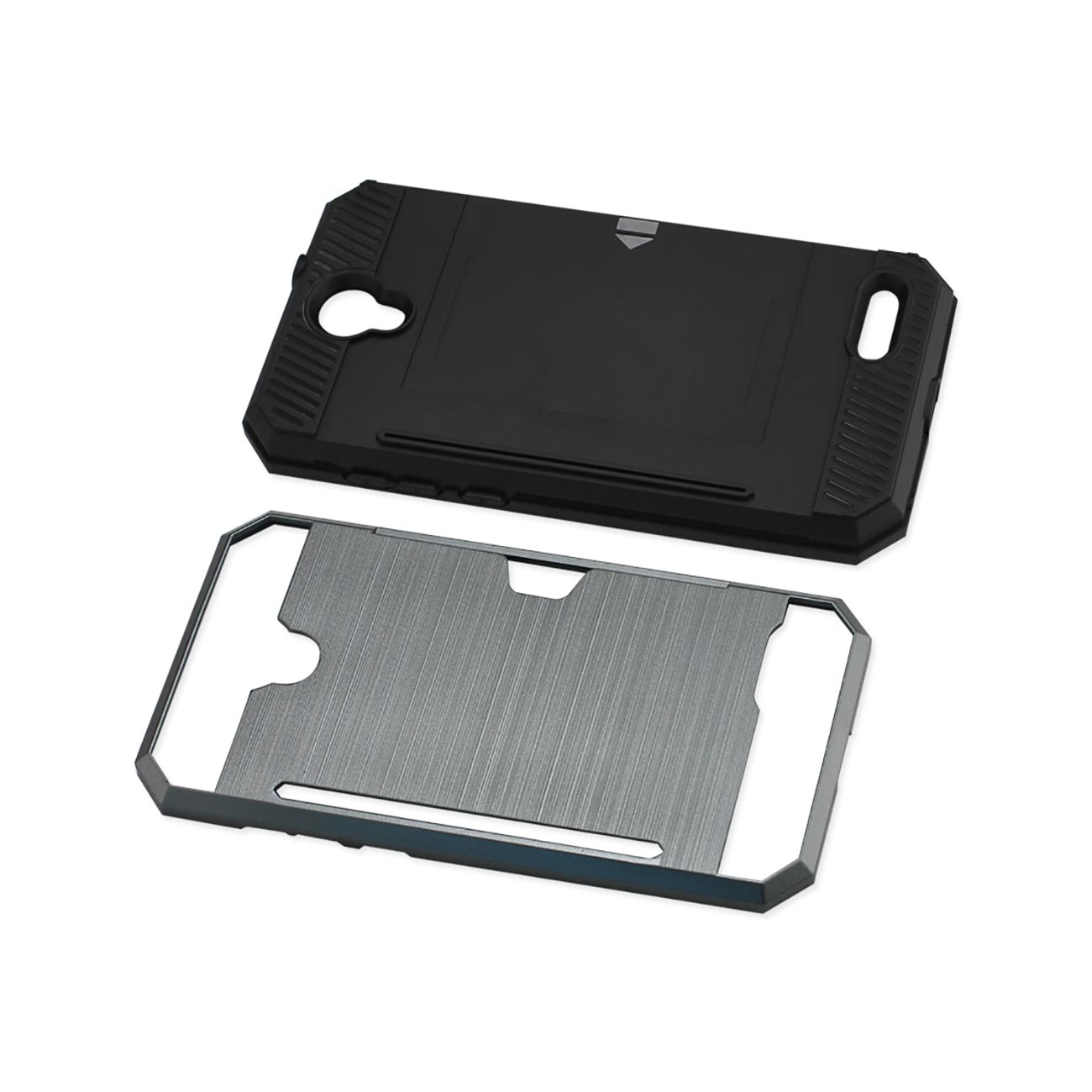Case Hybrid With Card Holder Slim Armor ZTE Warp 7/ Z959 Gray Color