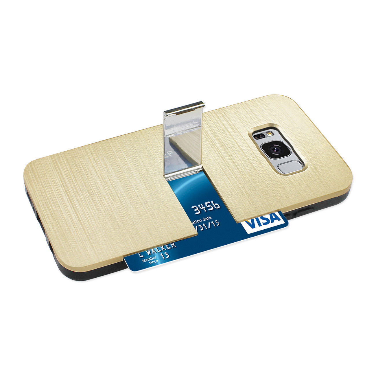 Case Hybrid With Card Holder Kickstand Slim Armor Samsung S8 Edge/ S8 Plus Gold Color