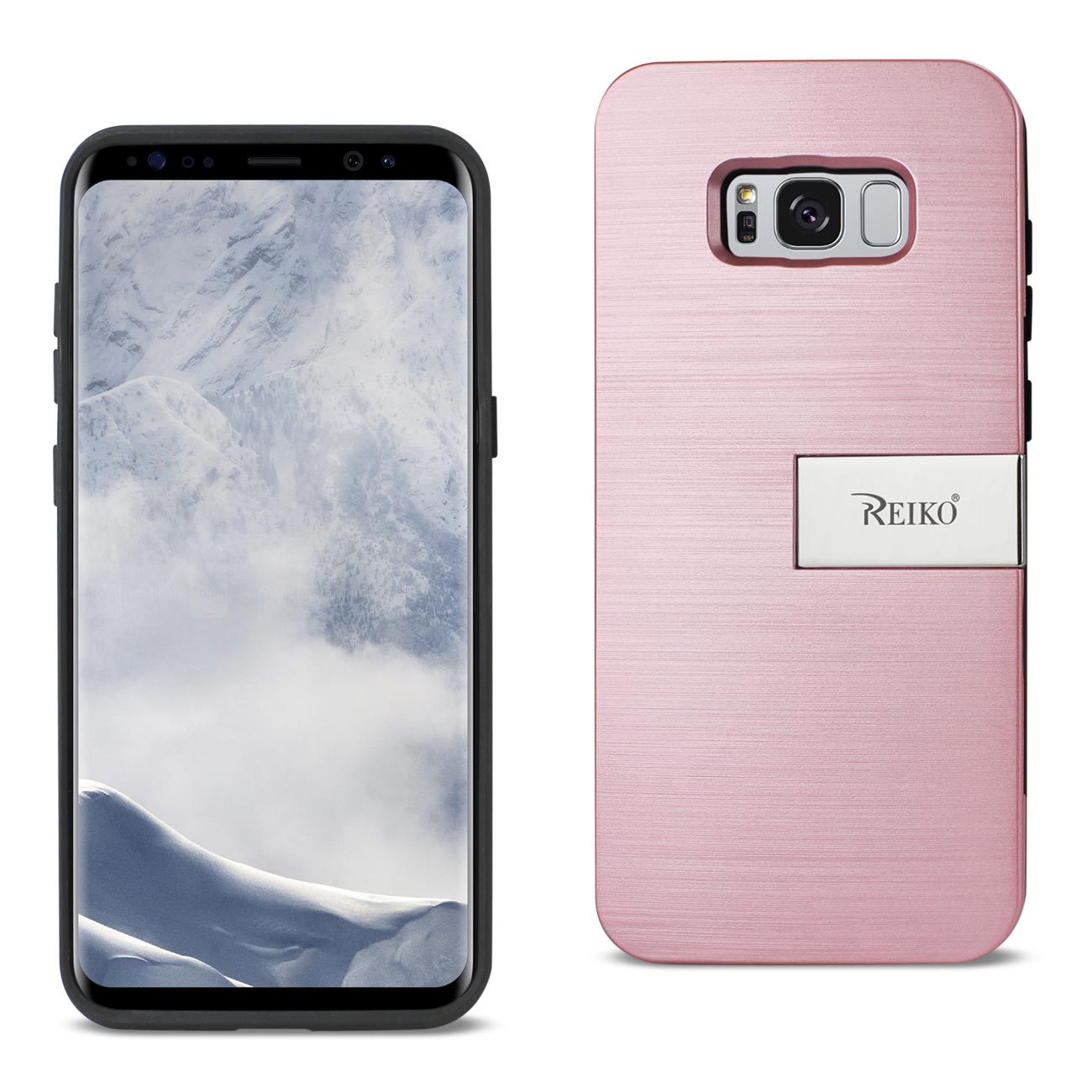 Case Hybrid With Card Holder Kickstand Slim Armor Samsung Galaxy S8/ SM Rose Gold Color