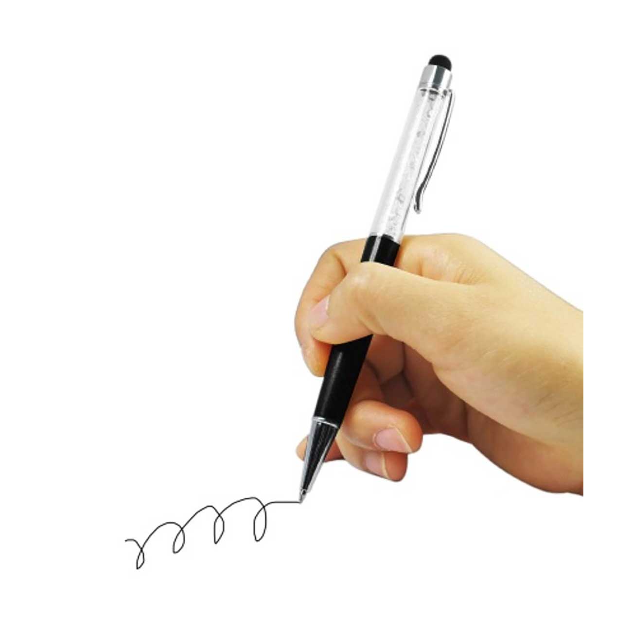 Crystal Stylus Touch Screen With Ink Pen In Black