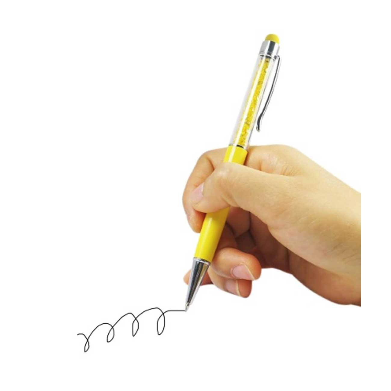 Crystal Stylus Touch Screen With Ink Pen In Yellow
