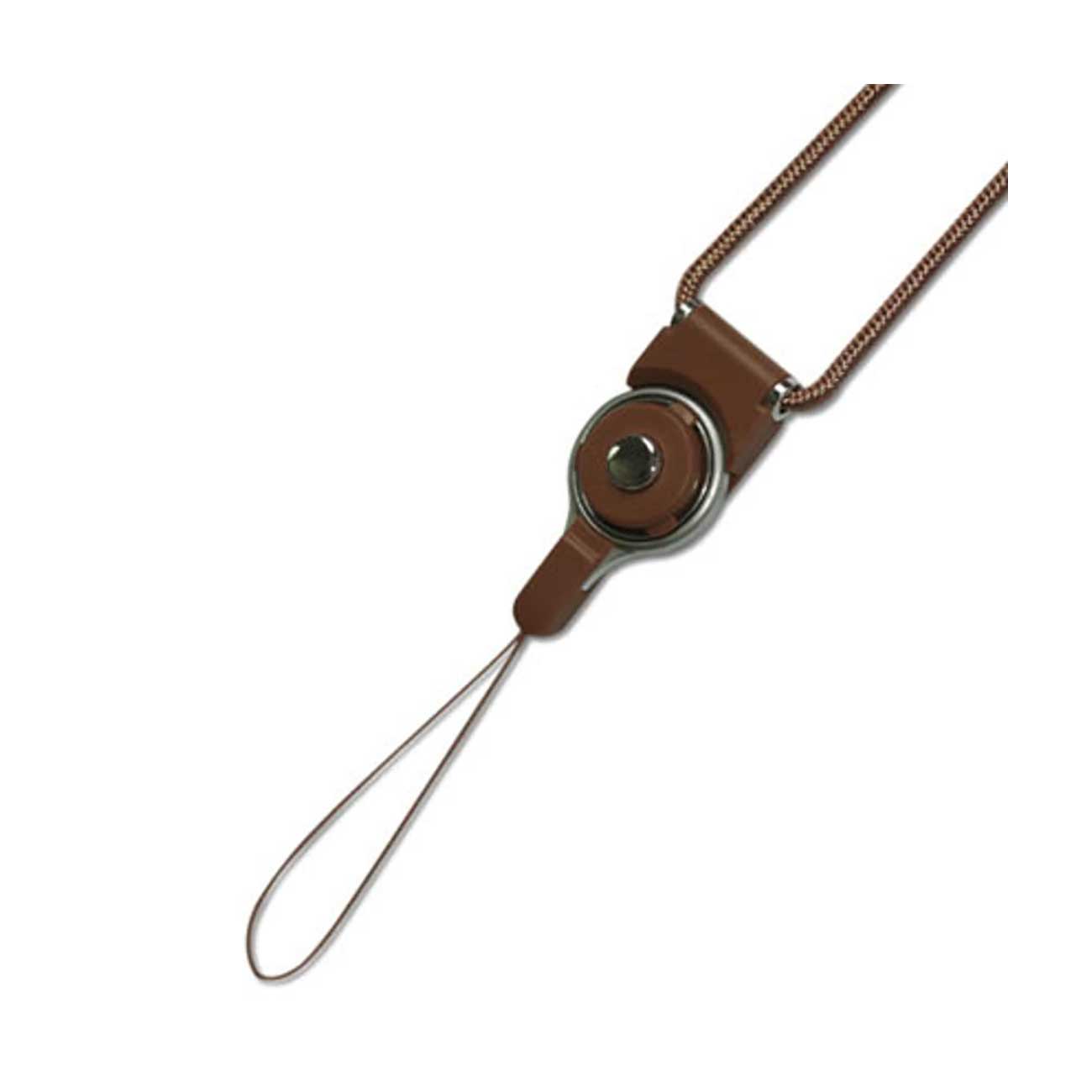 LONG LANYARD STRAP WITH CLIP IN BROWN