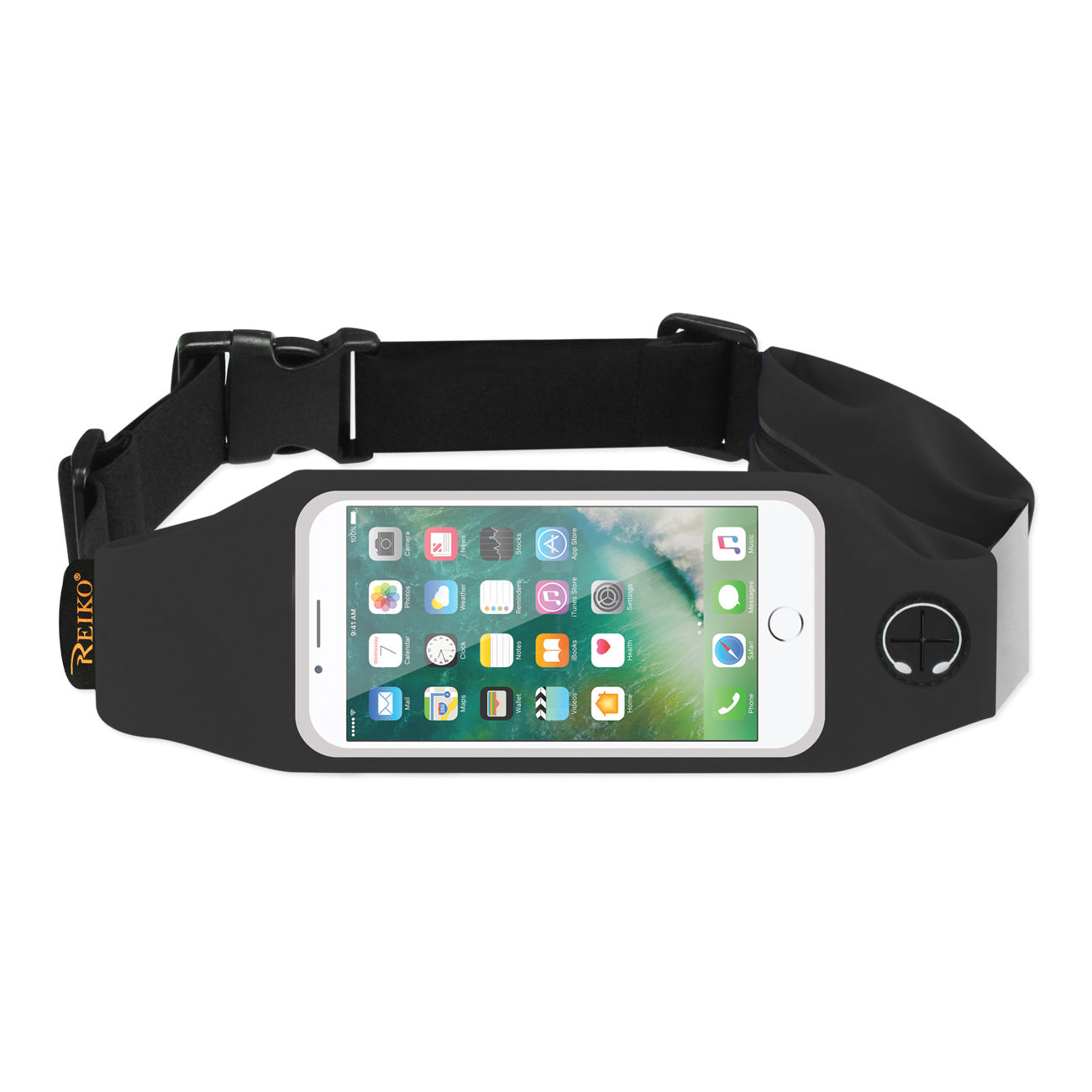 Reiko Running Sport Belt With Touch Screen 5X3X0.5 Inches Device With Two Pockets In Black