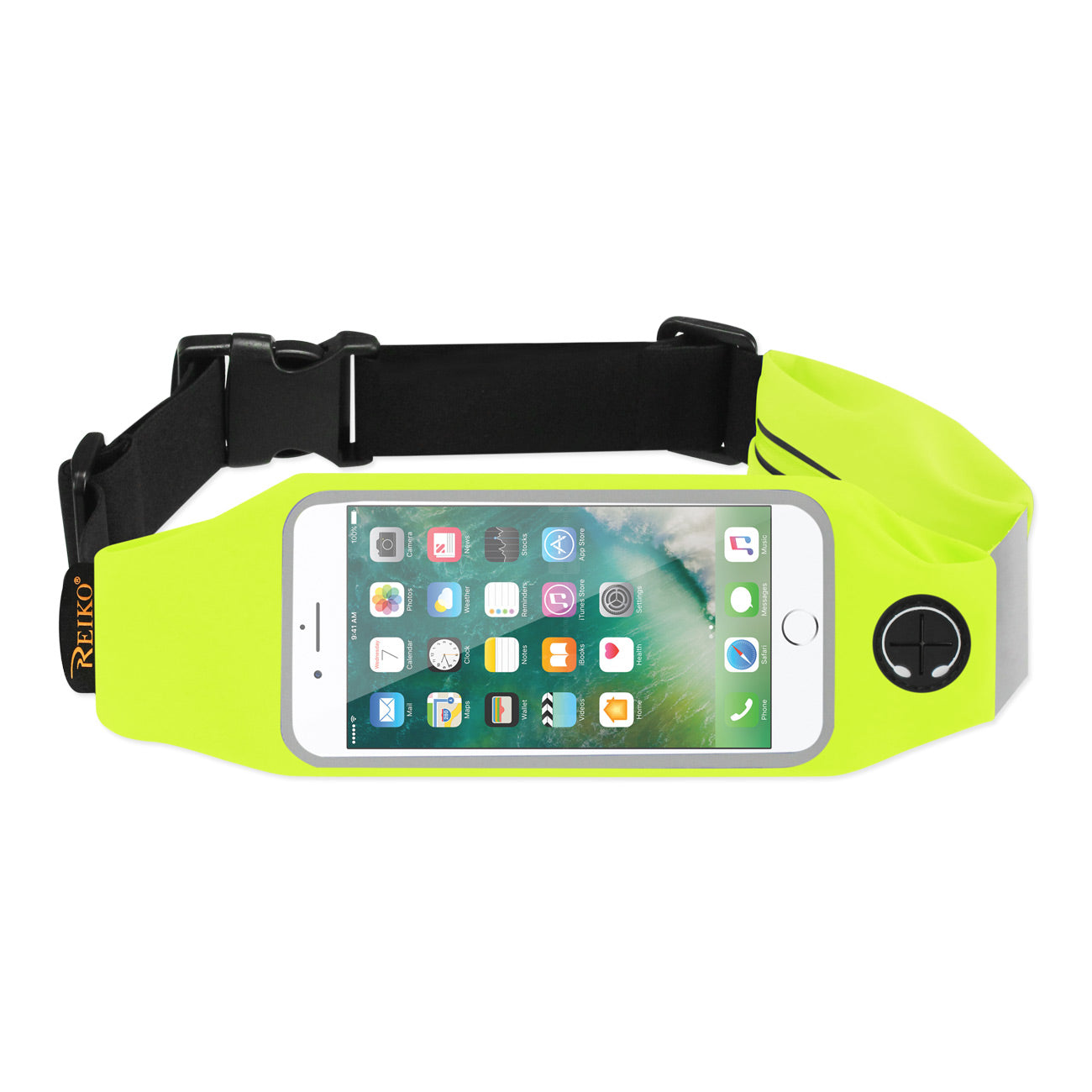 Reiko Running Sport Belt With Touch Screen 5X3X0.5 Inches Device With Two Pockets In Green