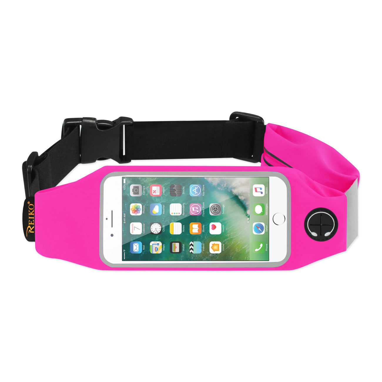 Reiko Running Sport Belt With Touch Screen 5.5X3X0.5 Inches Device With Two Pockets In Pink