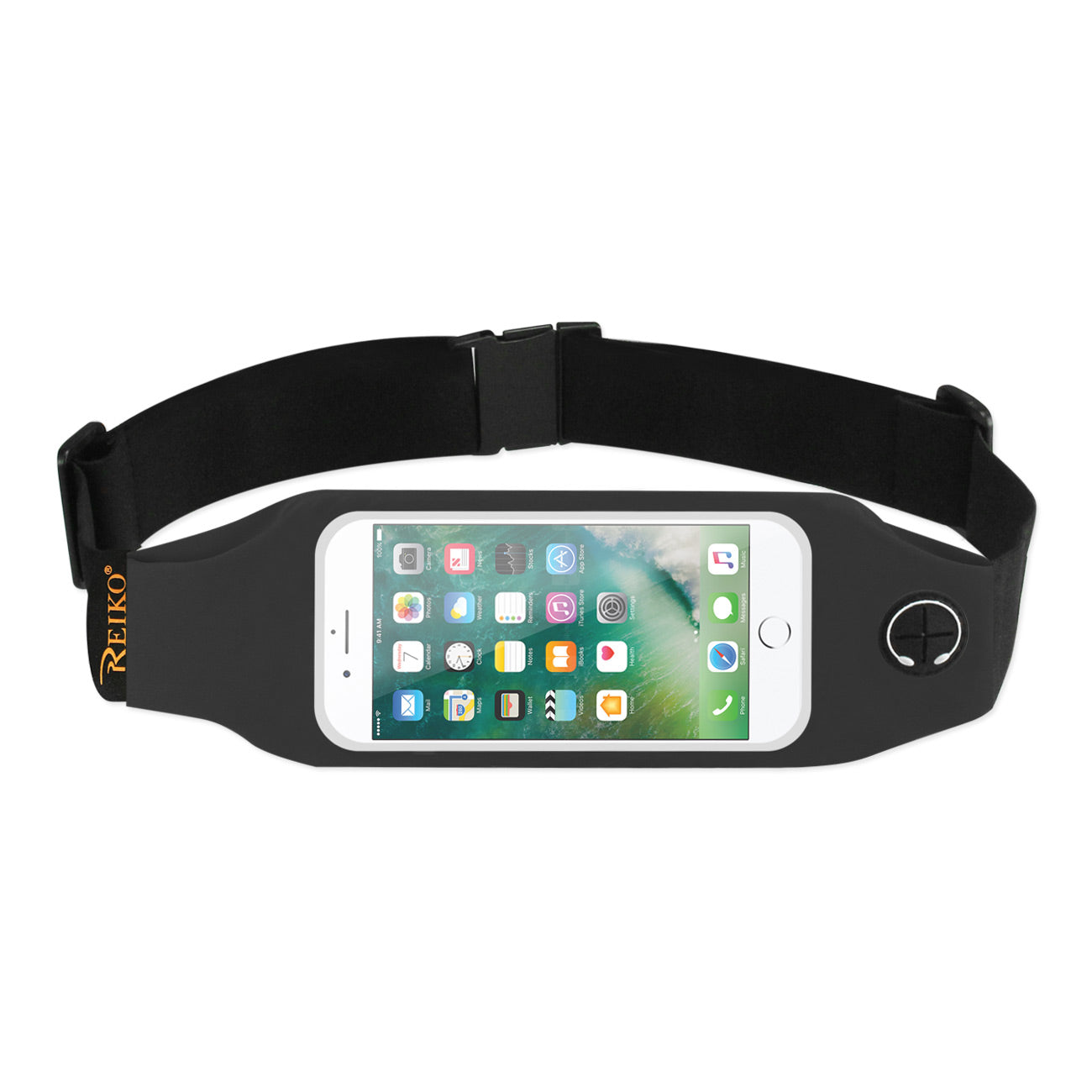 Reiko Running Sport Belt With Touch Screen 5X3X0.5 Inches Device With Two Pockets and LED In Black