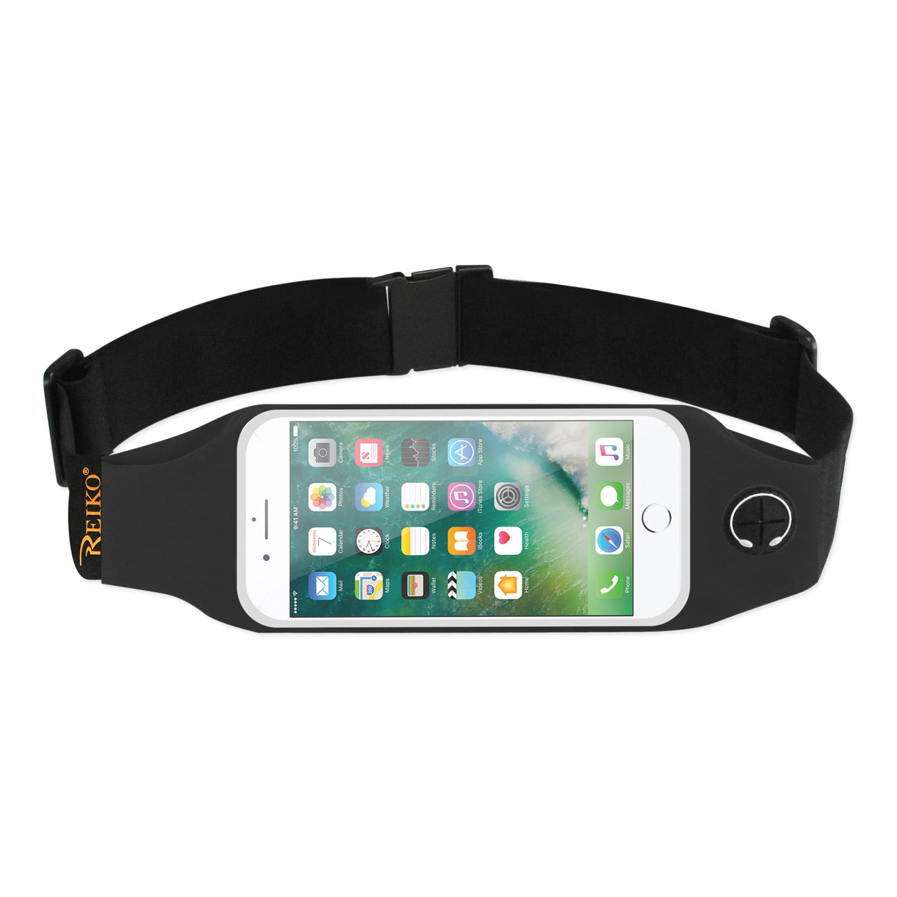 Reiko Running Sport Belt With Touch Screen 5.5X3X0.5 Inches Device With Two Pockets and LED In Black
