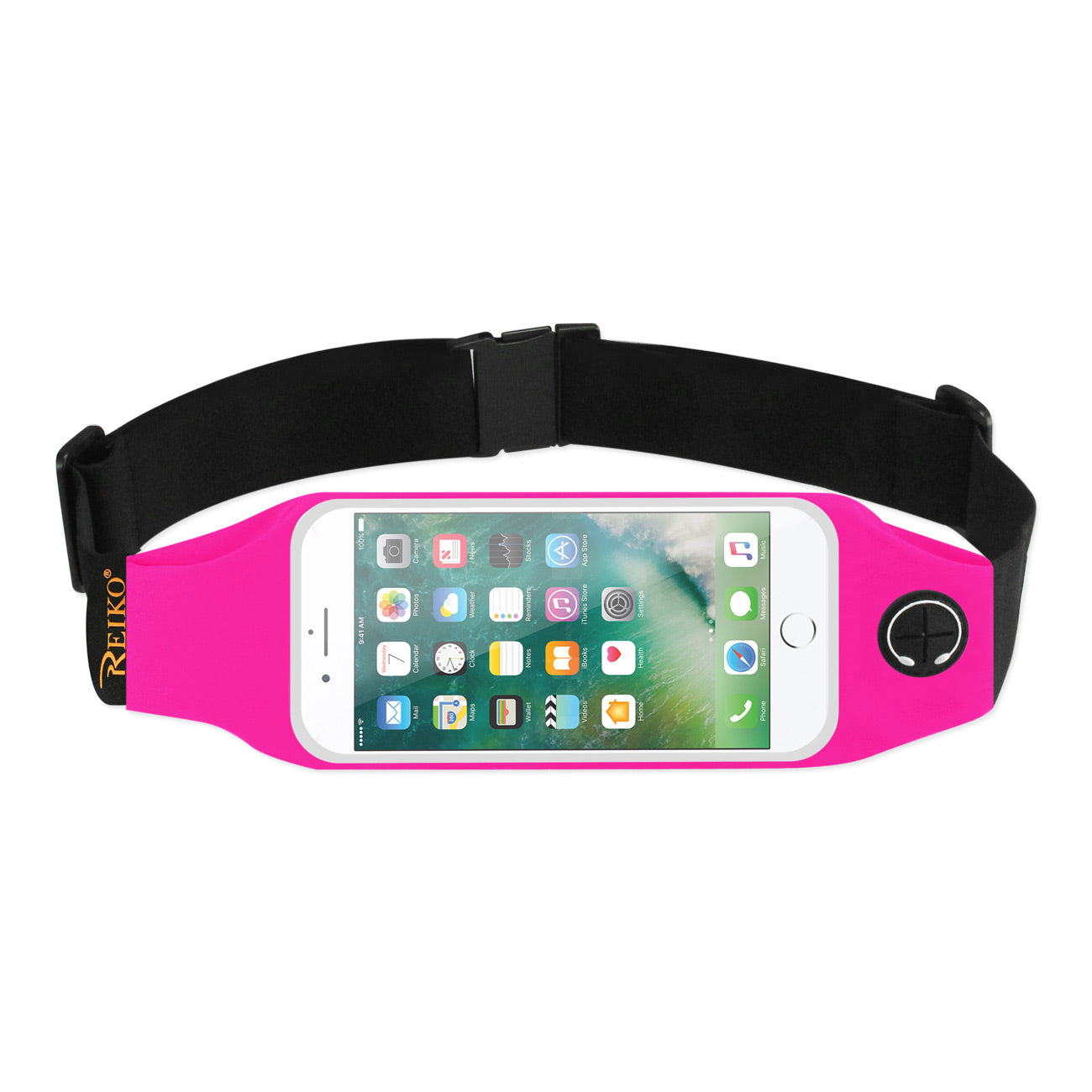 Reiko Running Sport Belt With Touch Screen 5.5X3X0.5 Inches Device With Two Pockets and LED In Pink
