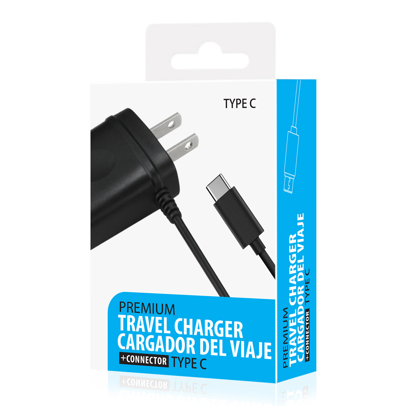Travel Adapter Charge Type C With Built in Cable Reiko Portable Black Color
