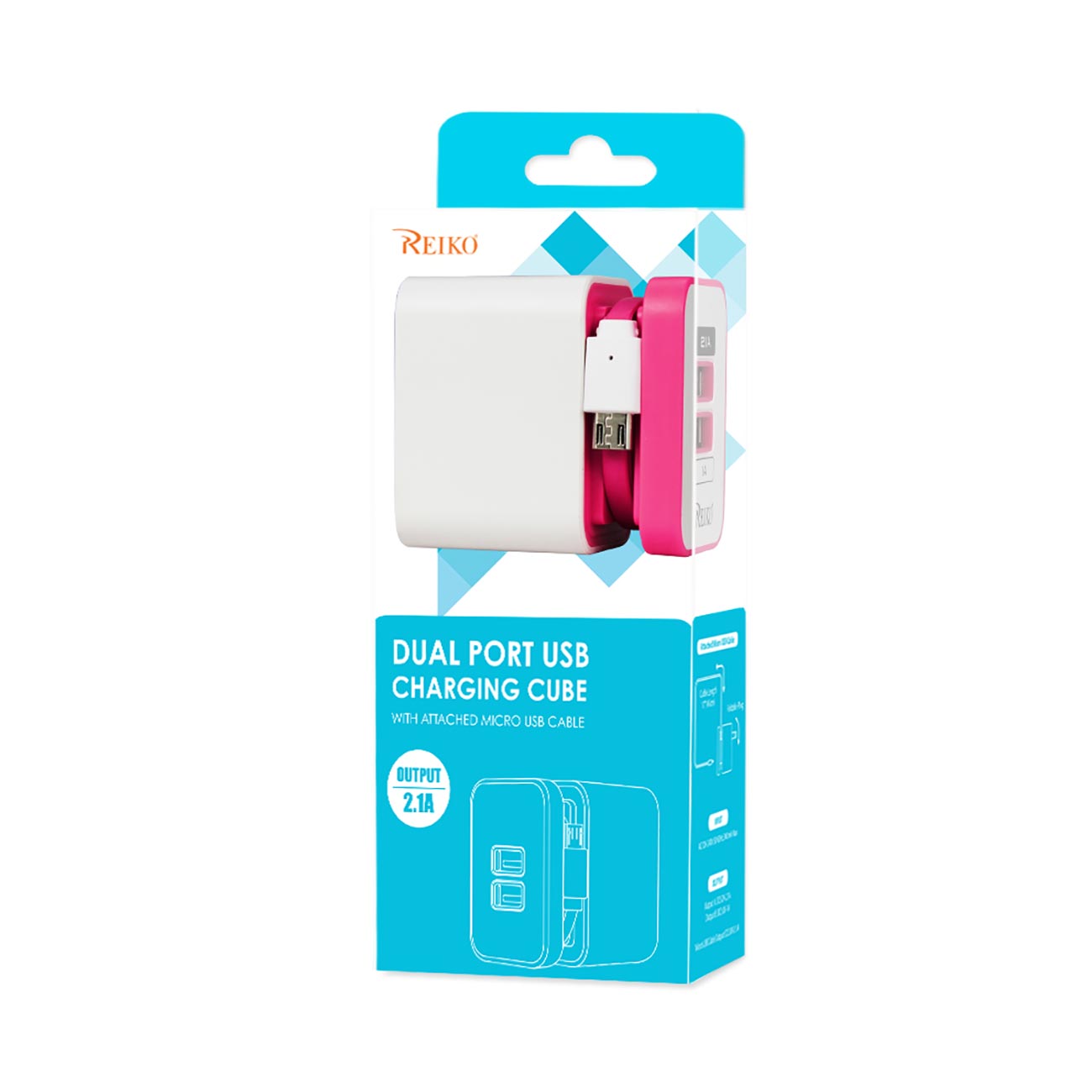 3.1 AMP Dual Port Portable Travel Adapter Charger In Pink