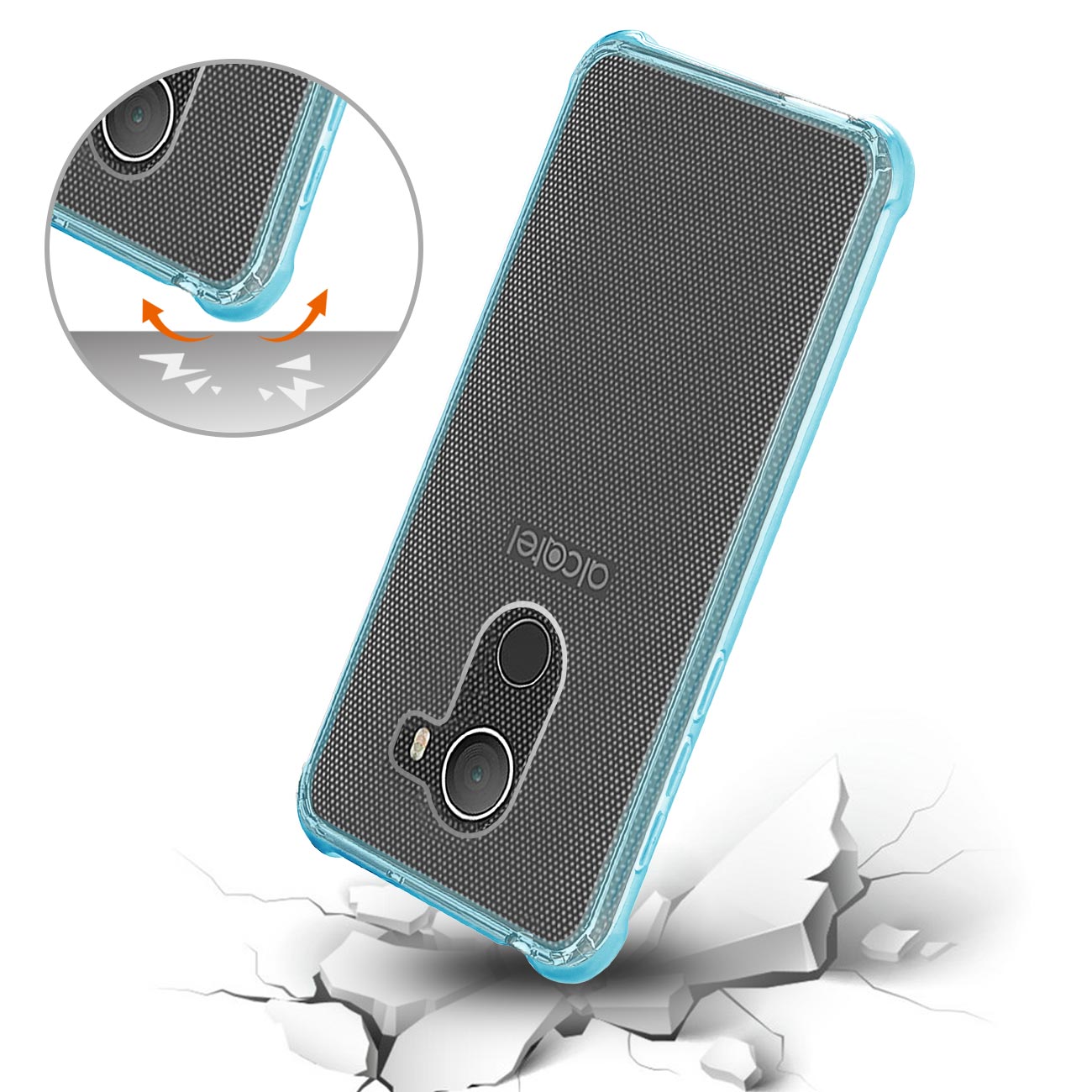 Alcatel Walters Clear Bumper Case With Air Cushion Protection In Clear Navy