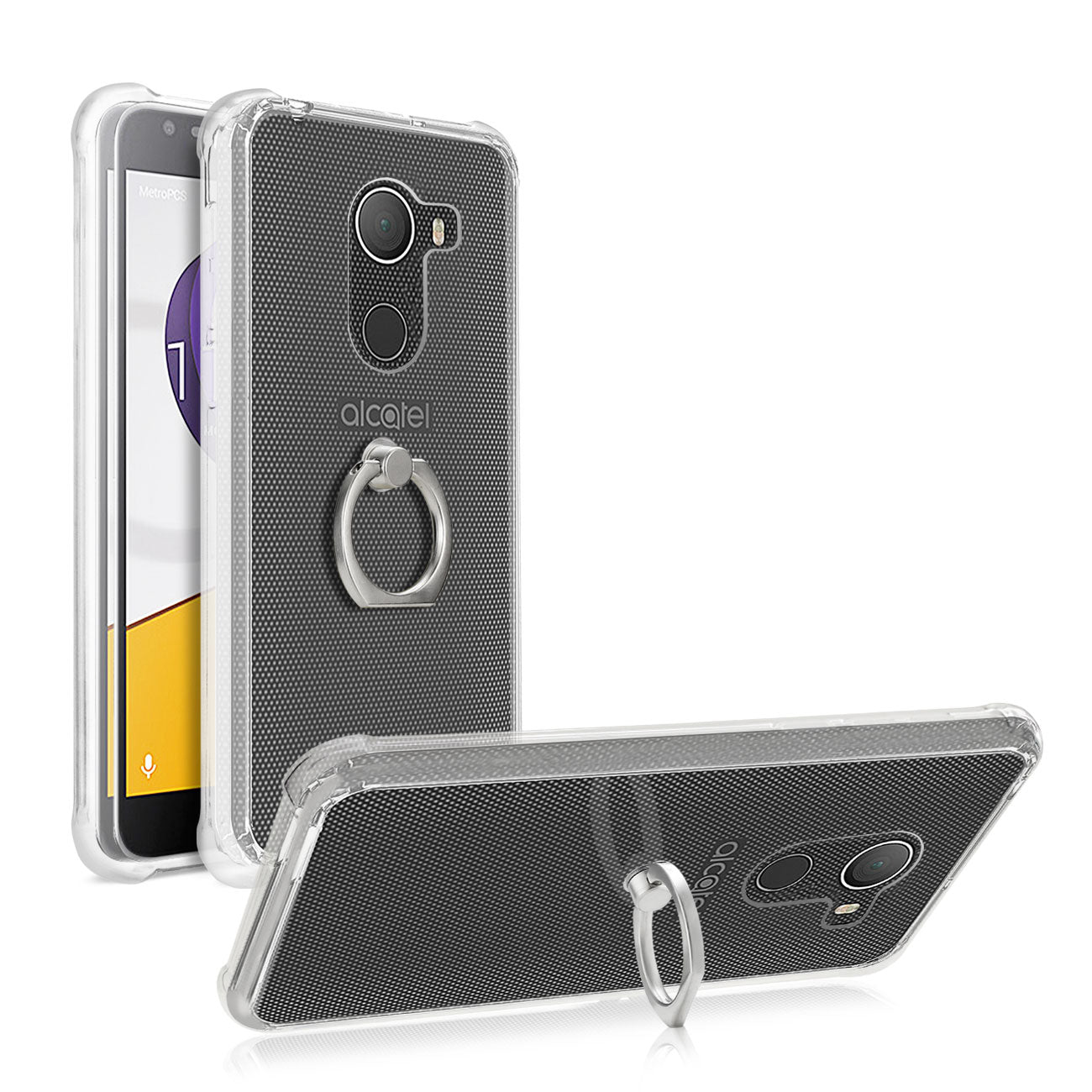 Alcatel Walters Transparent Air Cushion Protector Bumper Case With Ring Holder In Clear