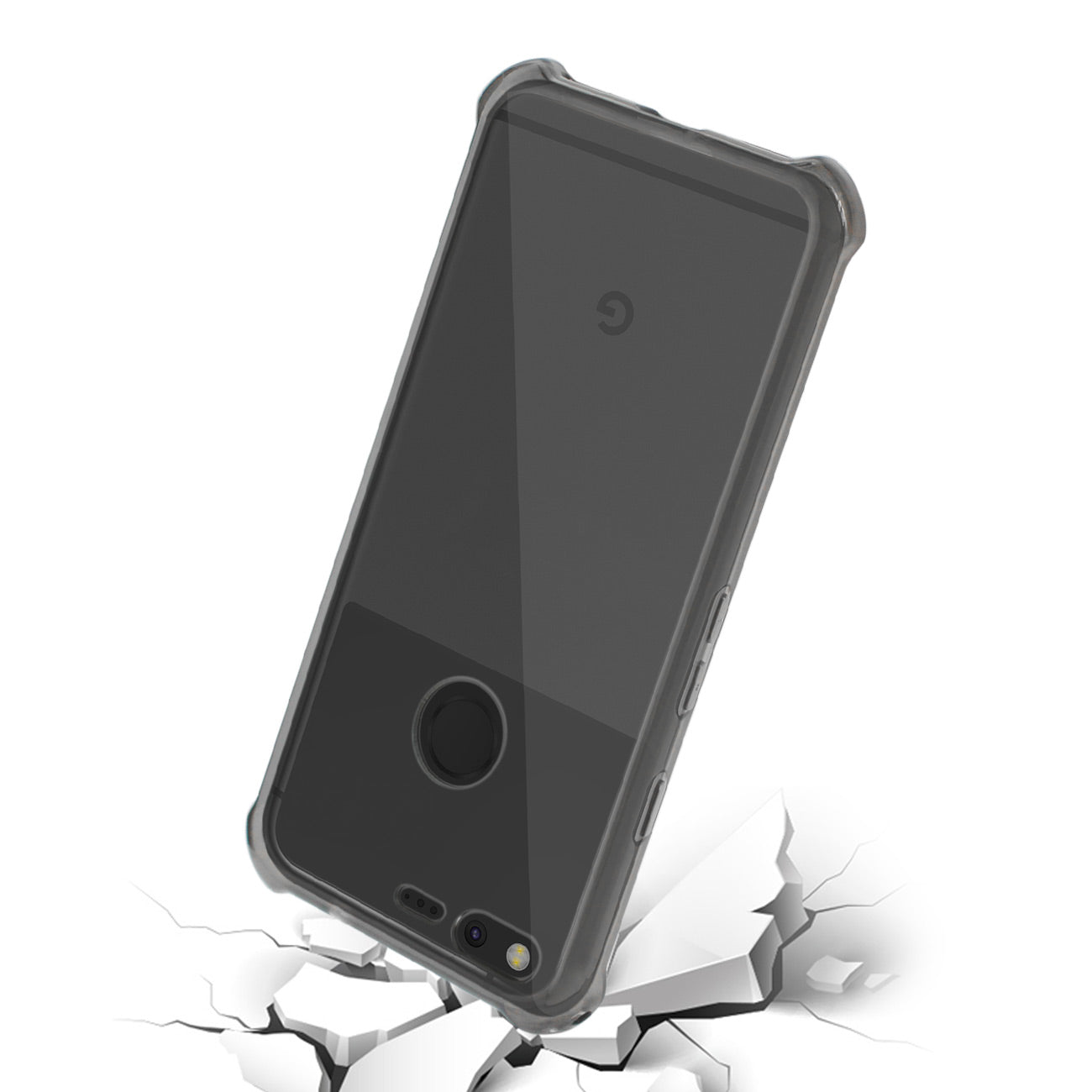 Google Pixel Clear Bumper Case With Air Cushion Protection In Clear Black