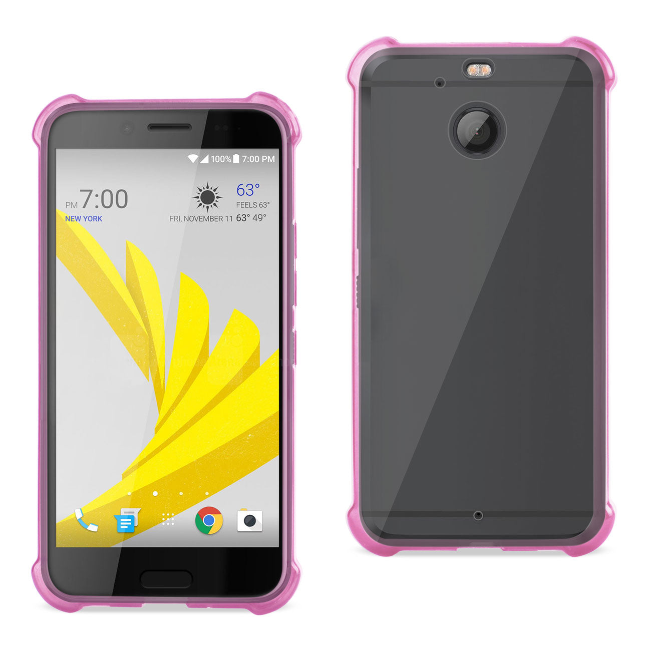 Htc Bolt Clear Bumper Case With Air Cushion Protection In Clear Hot Pink