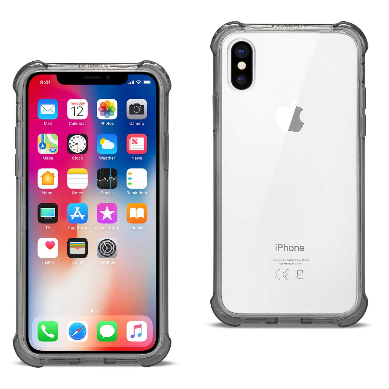 iPhone X/iPhone XS Clear Bumper Case With Air Cushion Protection In Clear Black
