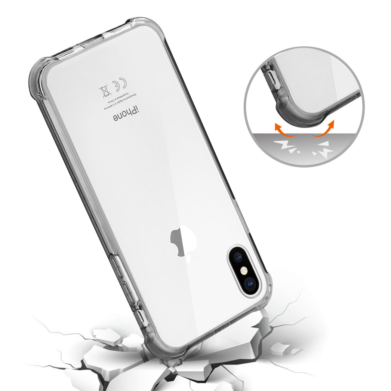 iPhone X/iPhone XS Clear Bumper Case With Air Cushion Protection In Clear Black