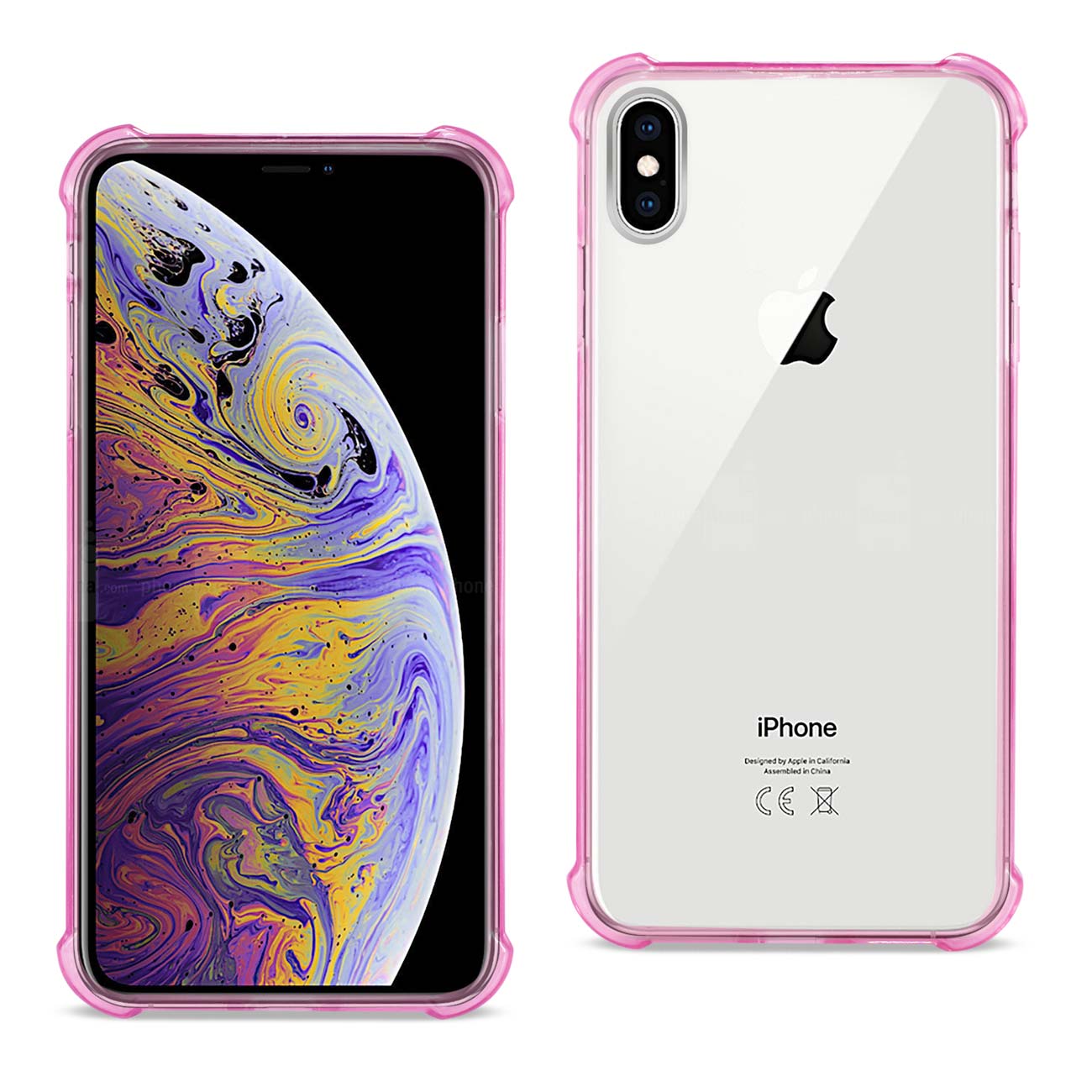 iPhone XS Max Clear Bumper Case With Air Cushion Protection In Clear Hot Pink