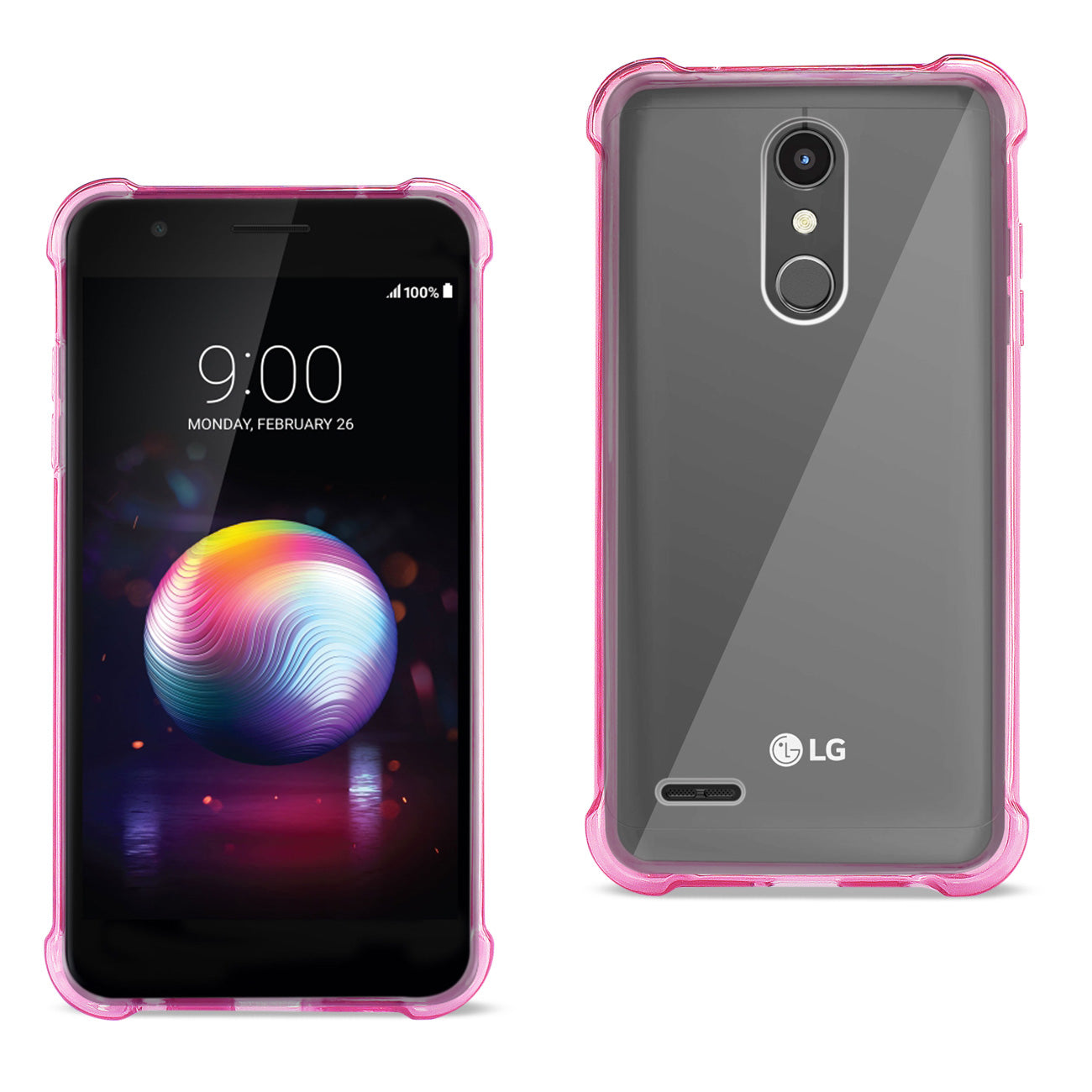 Case Bumper Clear Air Cushion Protection LG K30 Clear Hot Pink Color
