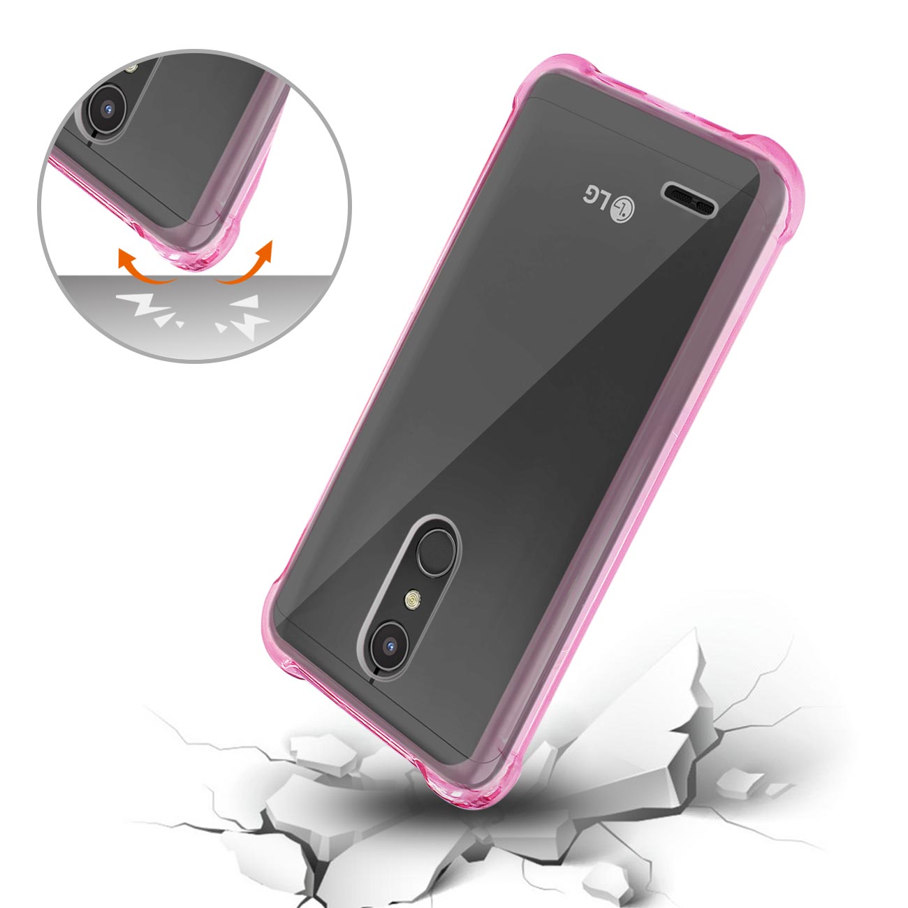 Case Bumper Clear Air Cushion Protection LG K30 Clear Hot Pink Color