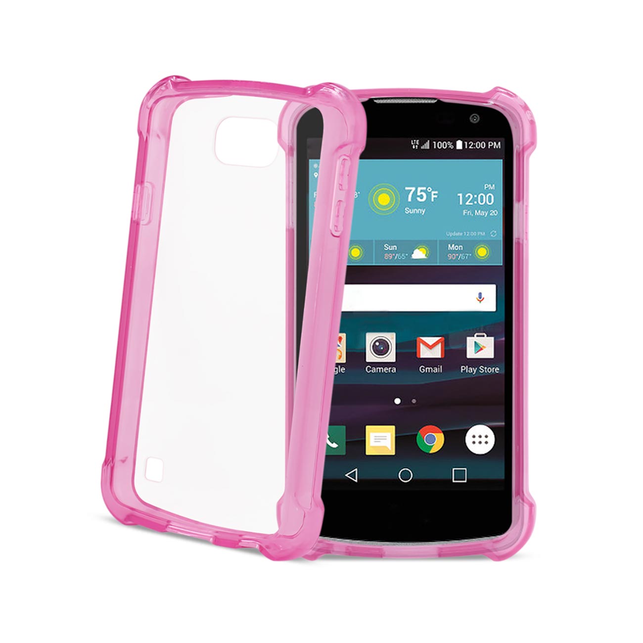 Case Clear Bumper Air Cushion Protection LG Spree Clear Hot Pink Color