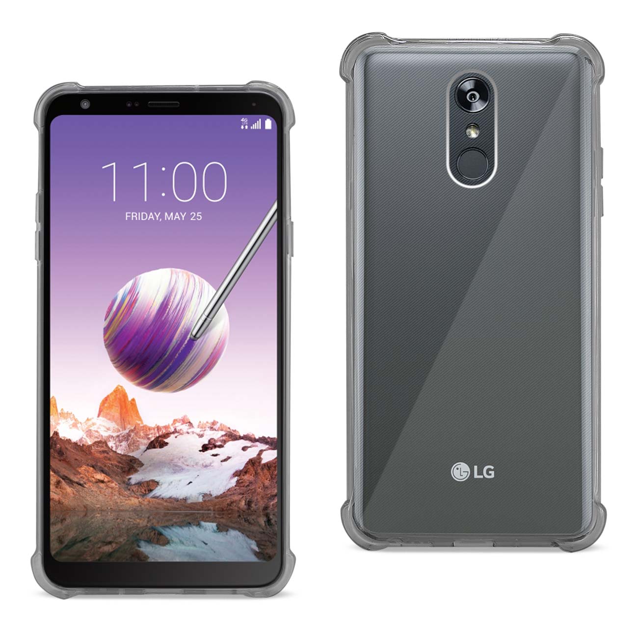Reiko LG Stylo 4 Clear Bumper Case With Air Cushion Protection In Clear Black
