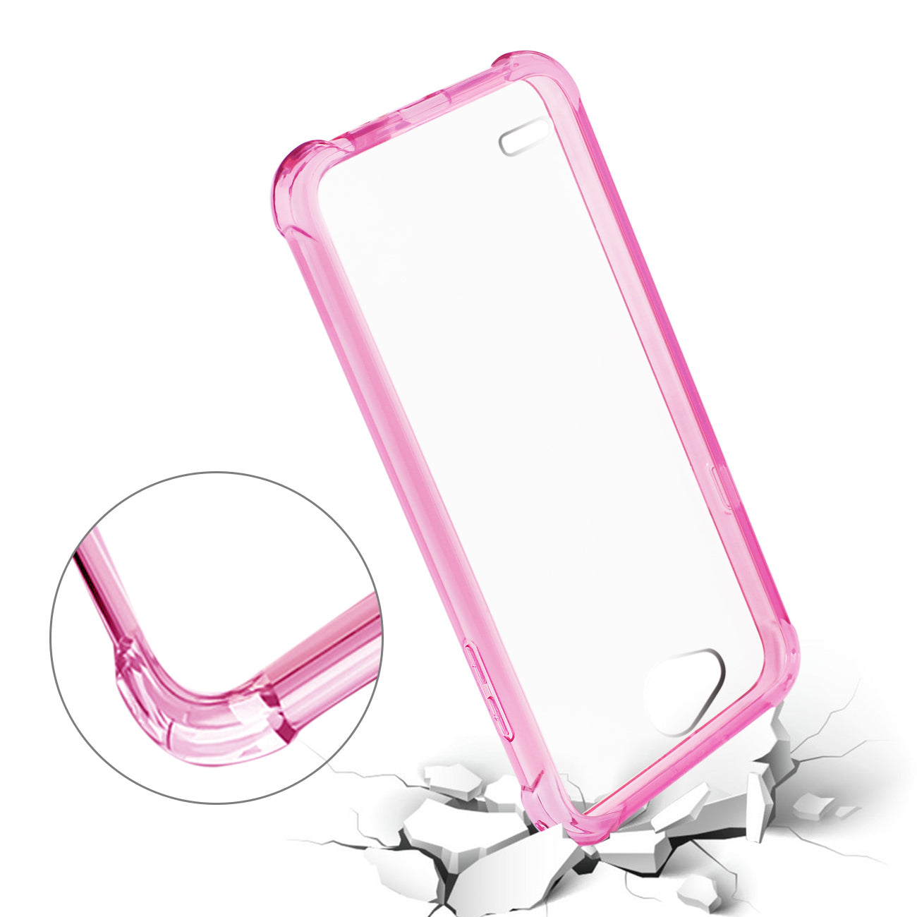 Case Bumper Clear Air Cushion Shock Absorption LG X Power 2 Clear Hot Pink Color