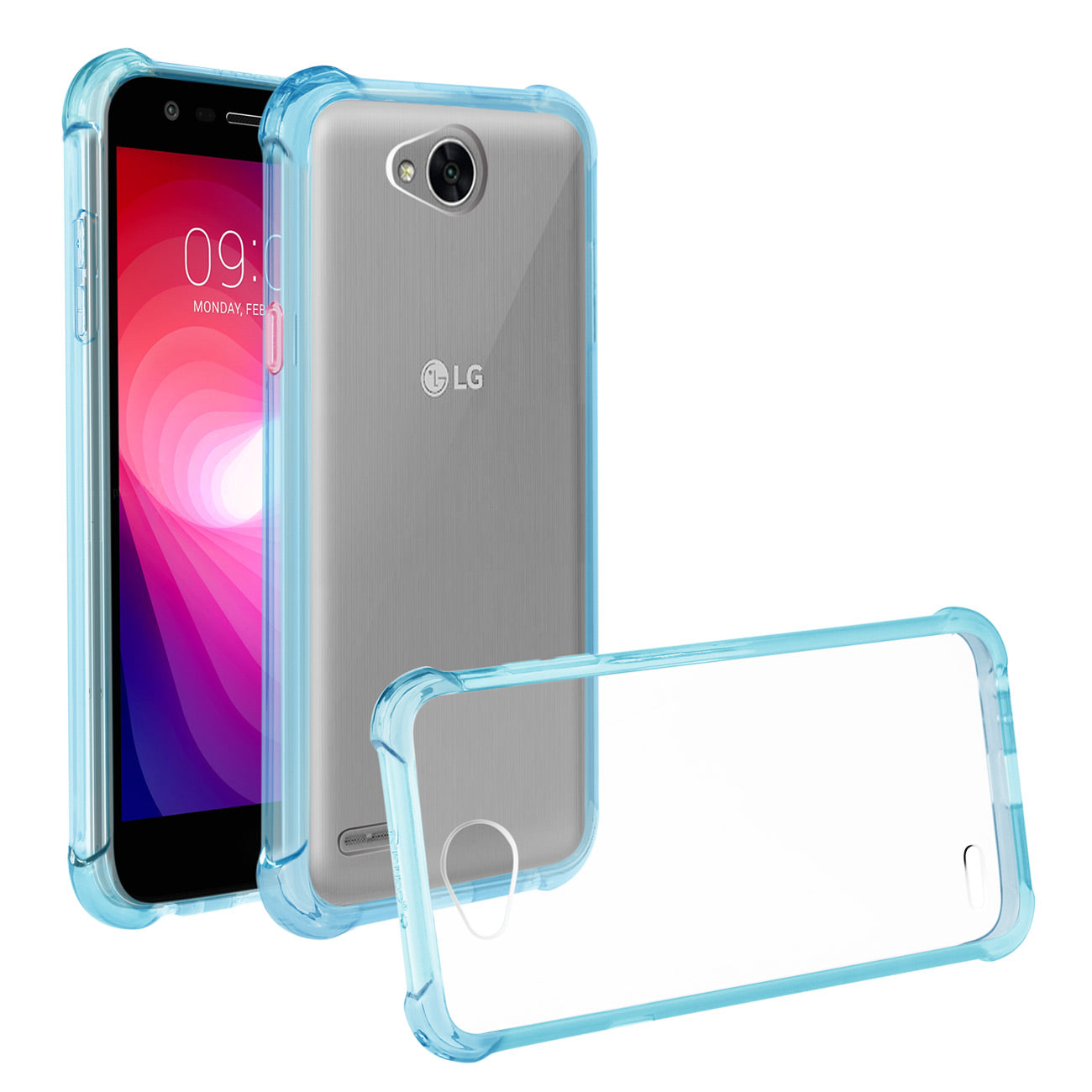 Case Bumper Clear Air Cushion Shock Absorption LG X Power 2 Clear Navy Color