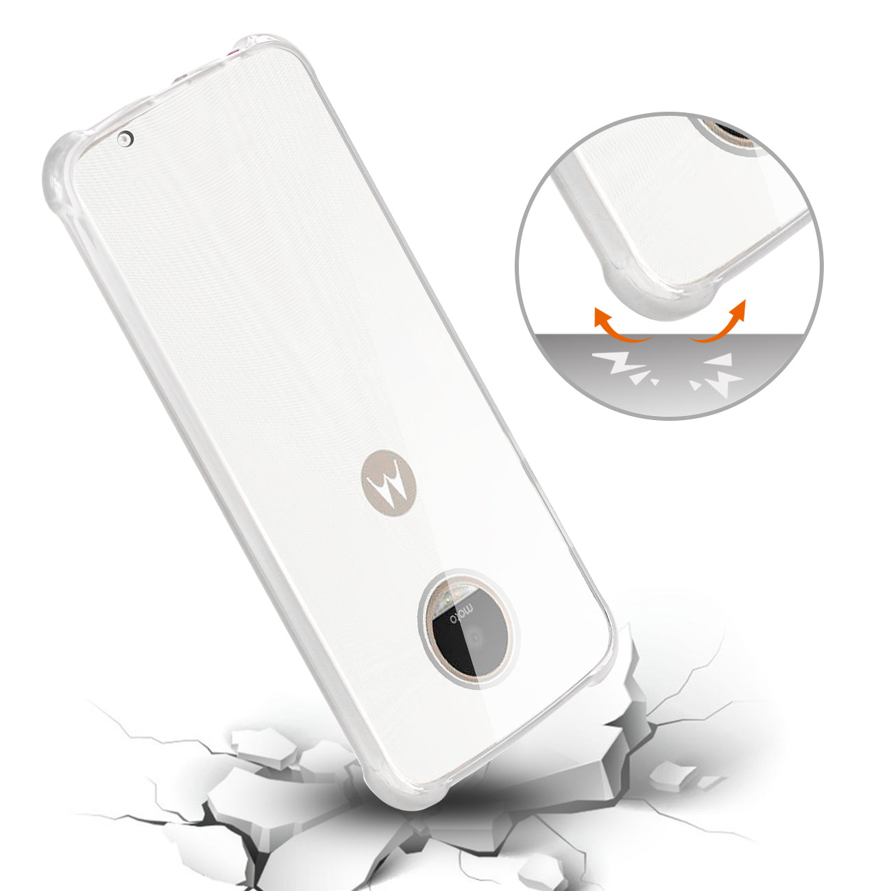 Case Bumper With Air Cushion Protection Moto Albus Clear