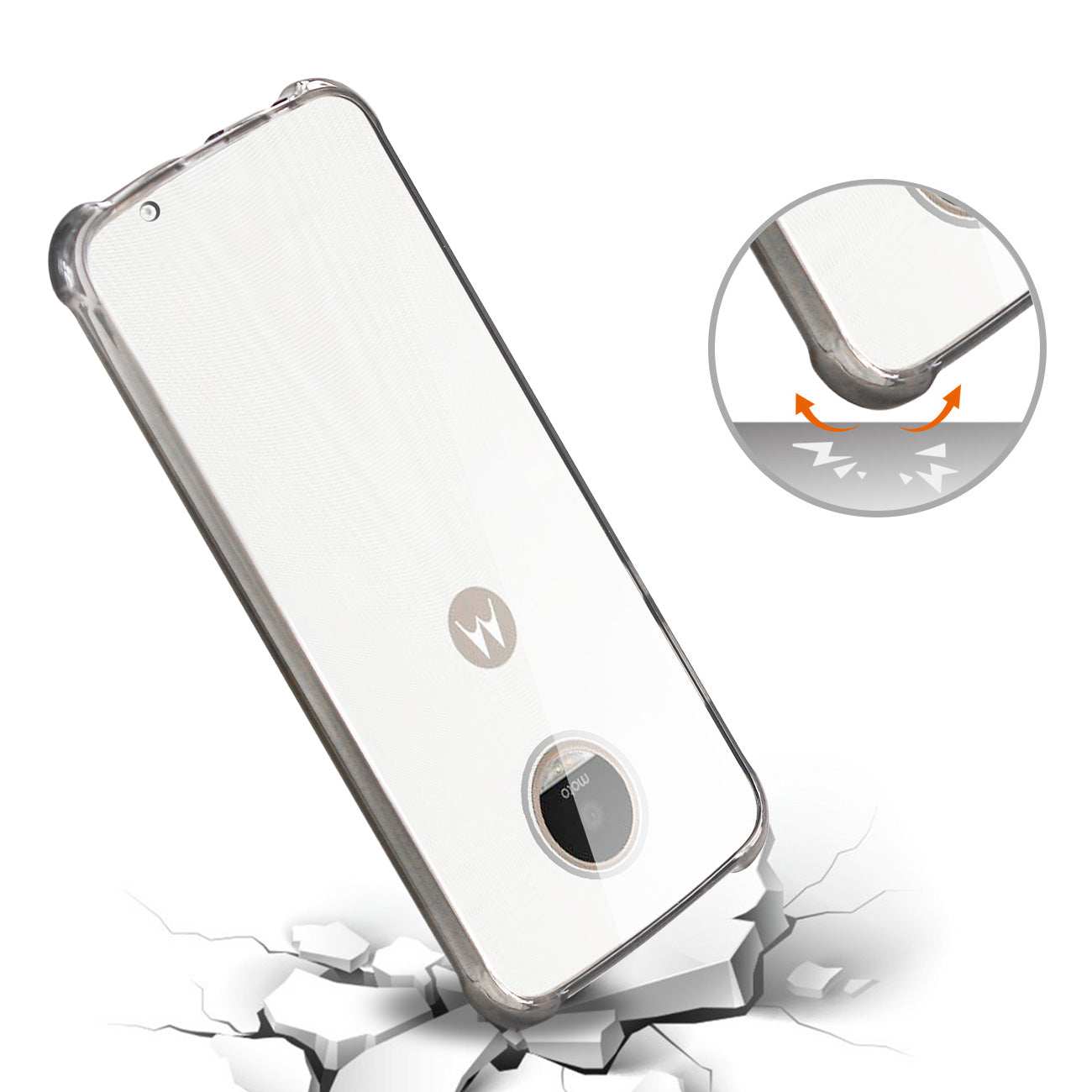 Case Bumper With Air Cushion Protection Moto Albus Clear Black Color