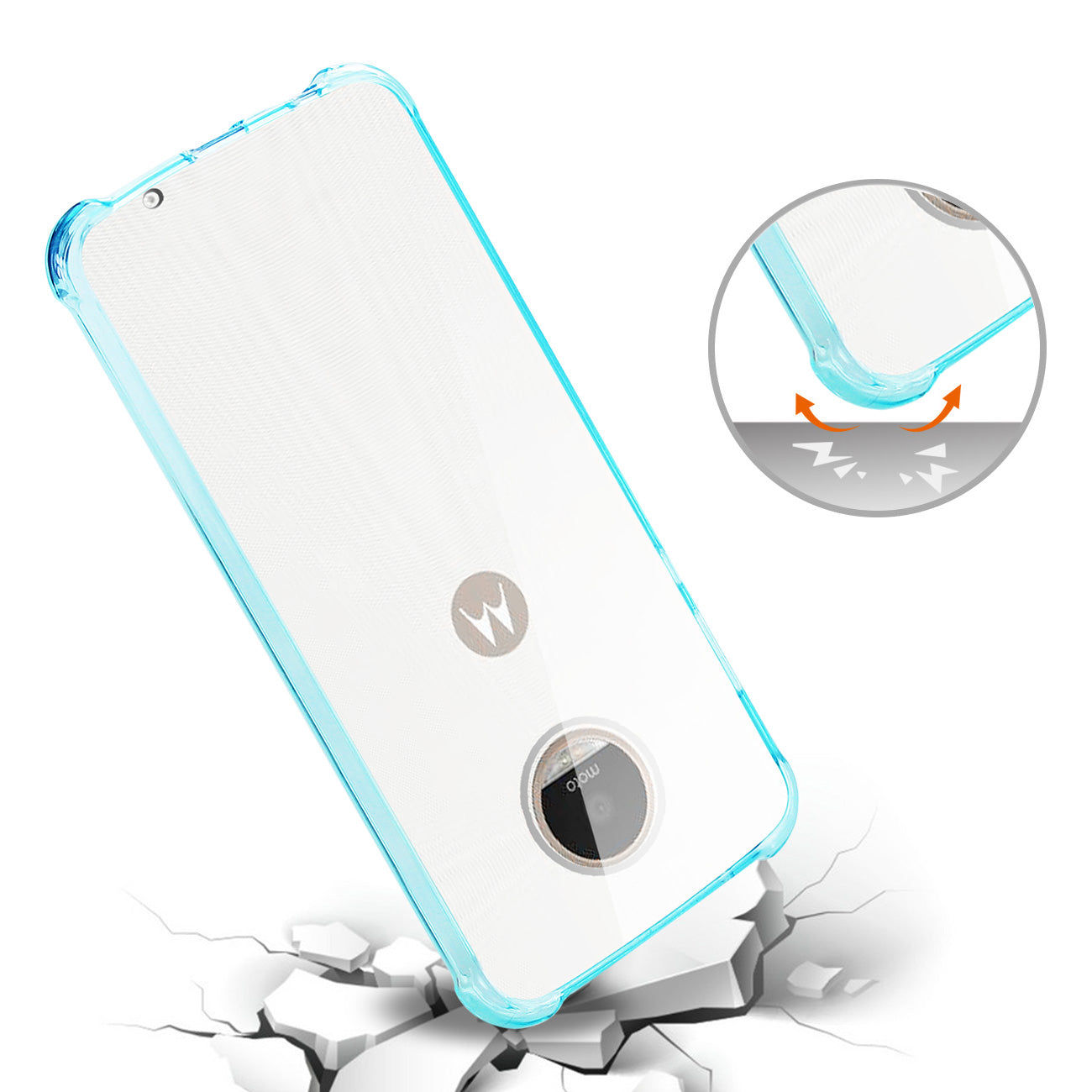 Case Bumper With Air Cushion Protection Moto Albus Clear Navy Color