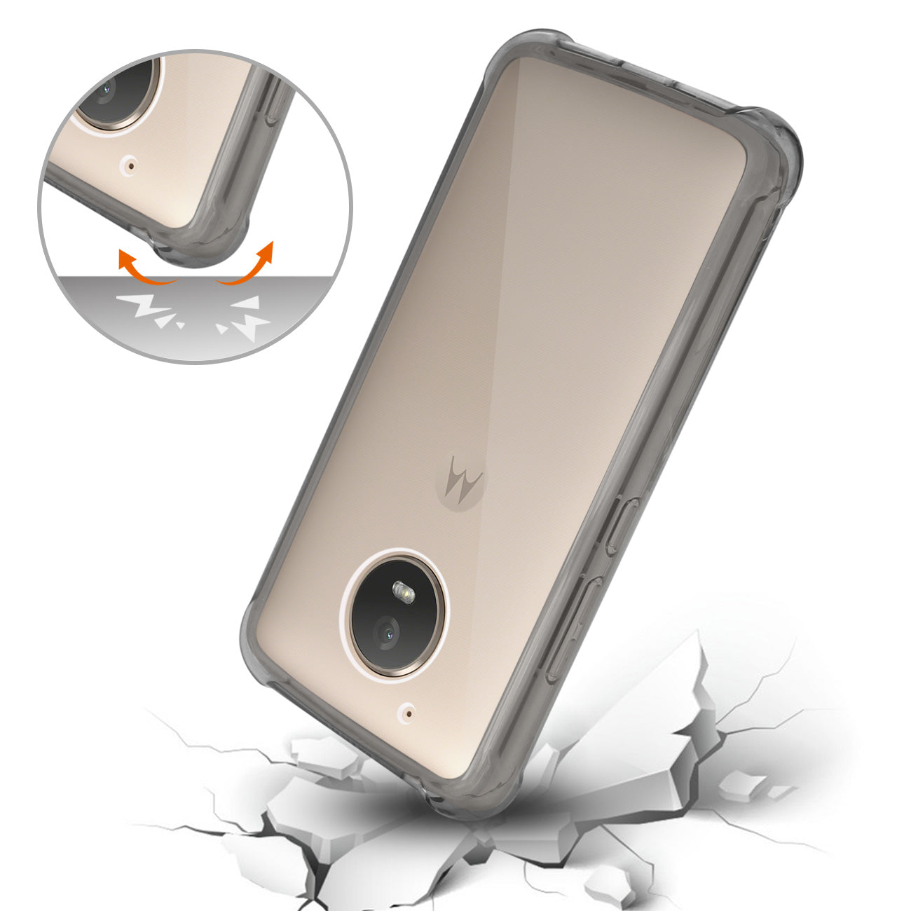 Case Bumper Air Cushion Protection Motorola Moto E4 Active Clear Black Color