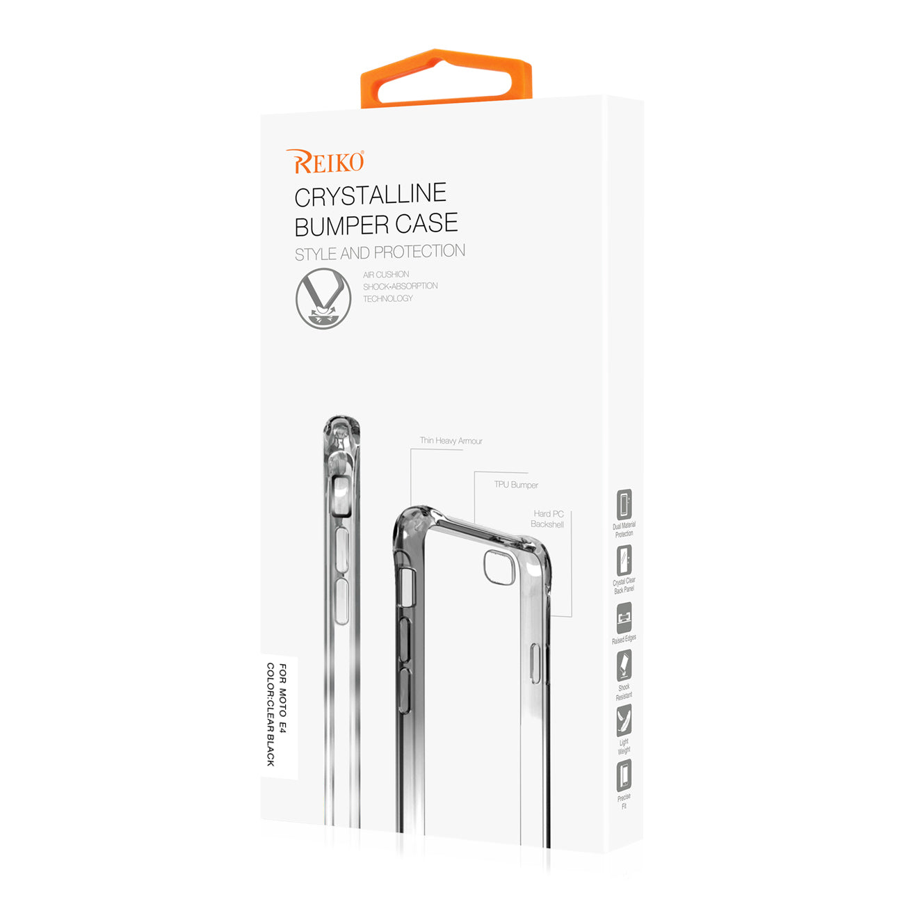 Case Bumper Air Cushion Protection Ring Holder Motorola Moto E4 Active Clear Black Color