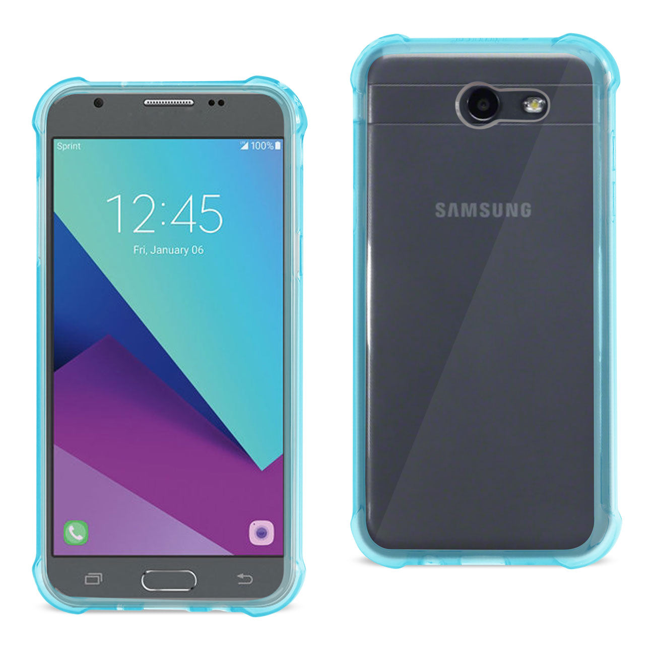 Case Clear Bumper Air Cushion Shock Absorption Samsung Galaxy J3 Emerge Clear Navy Color